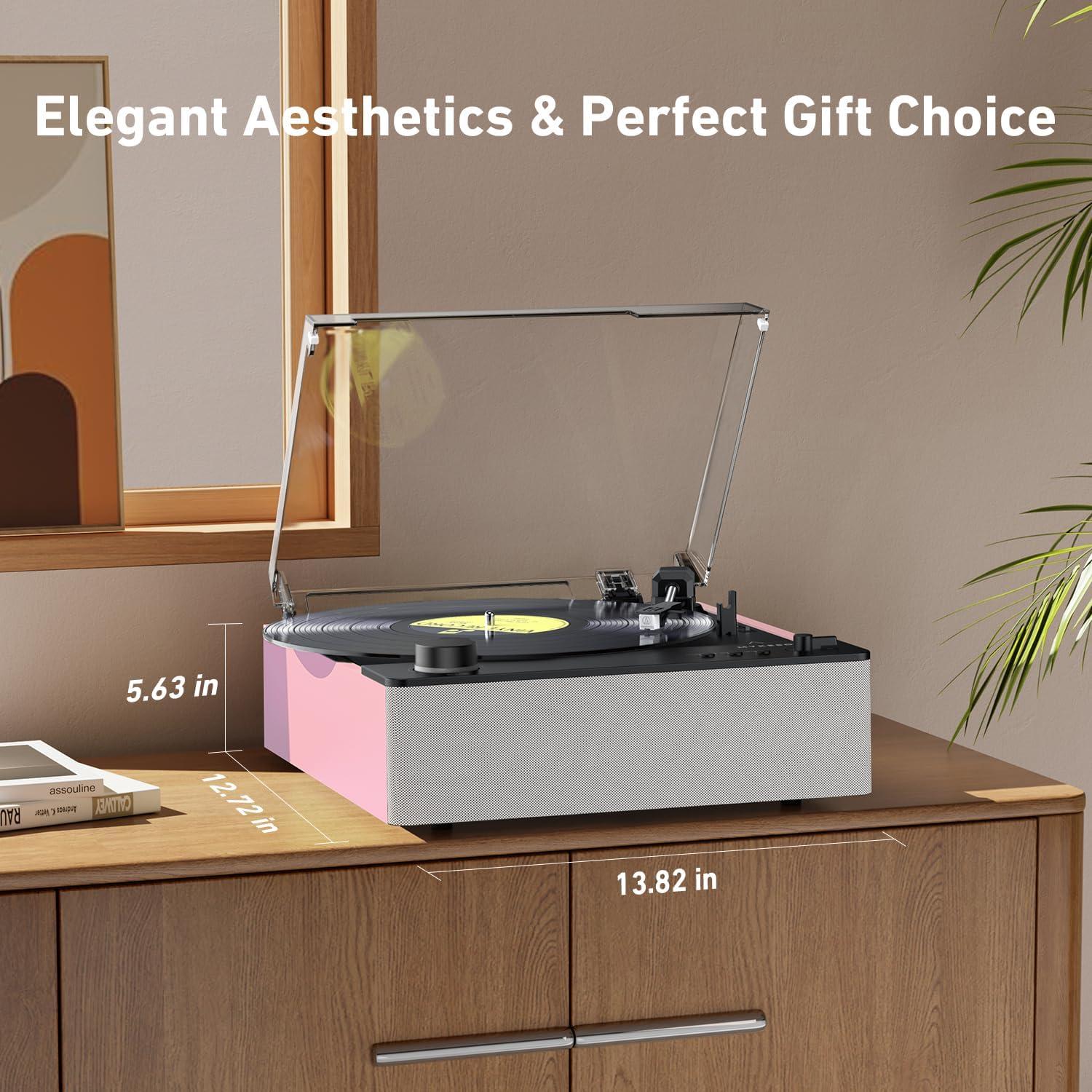 Tocadiscos Automático MYKESONIC Rosa Bluetooth Hi-Fi