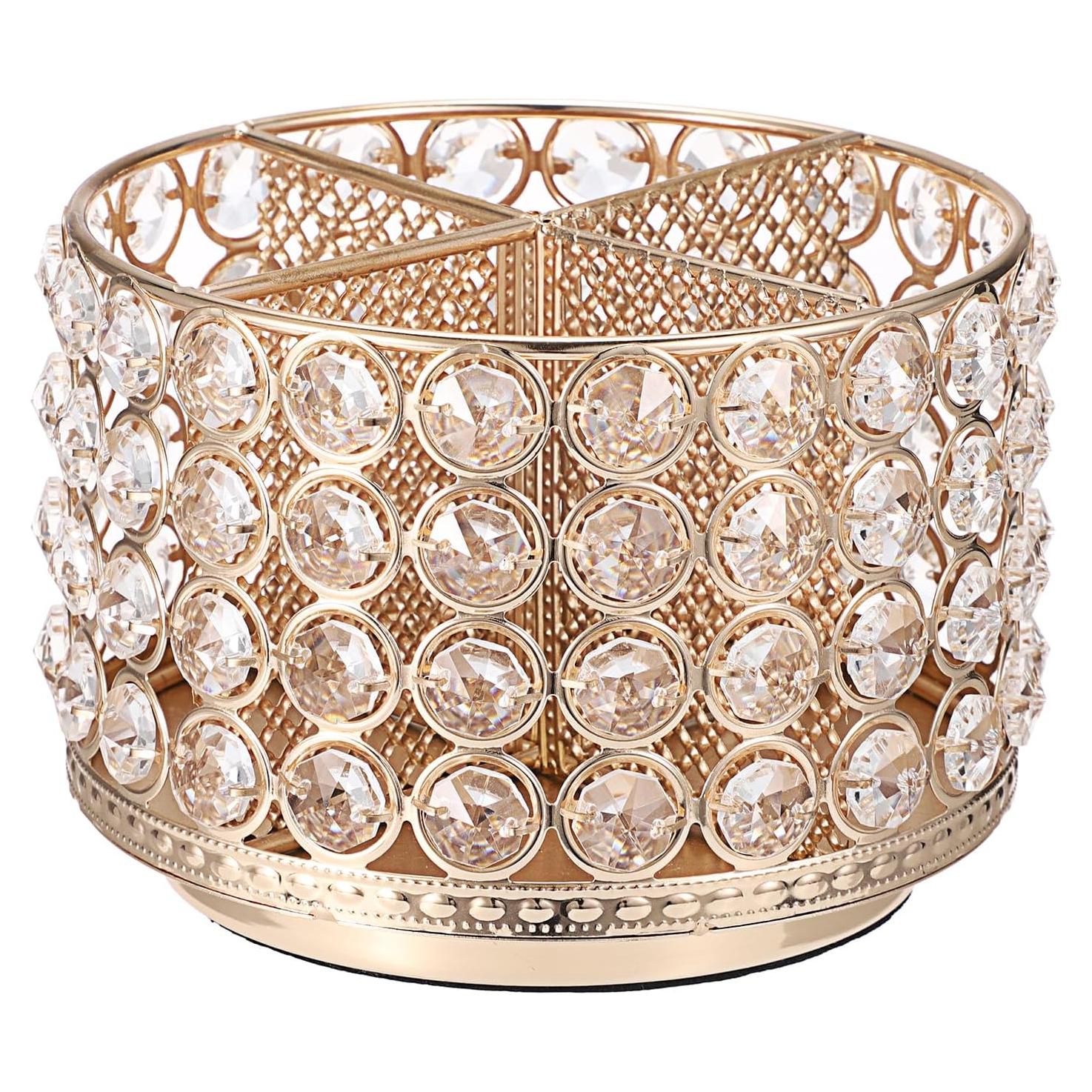 Organizador de Maquillaje Rotativo Hipiwe 360° Cristal Dorado