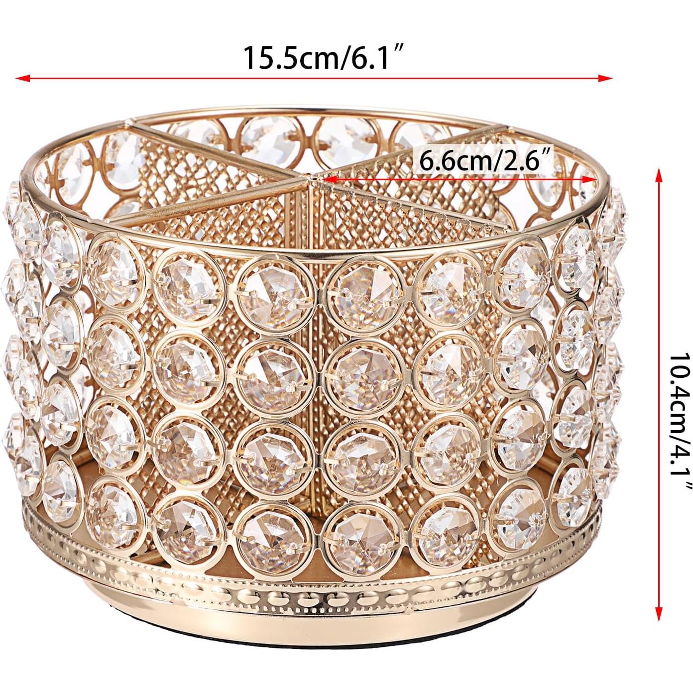 Organizador de Maquillaje Rotativo Hipiwe 360° Cristal Dorado