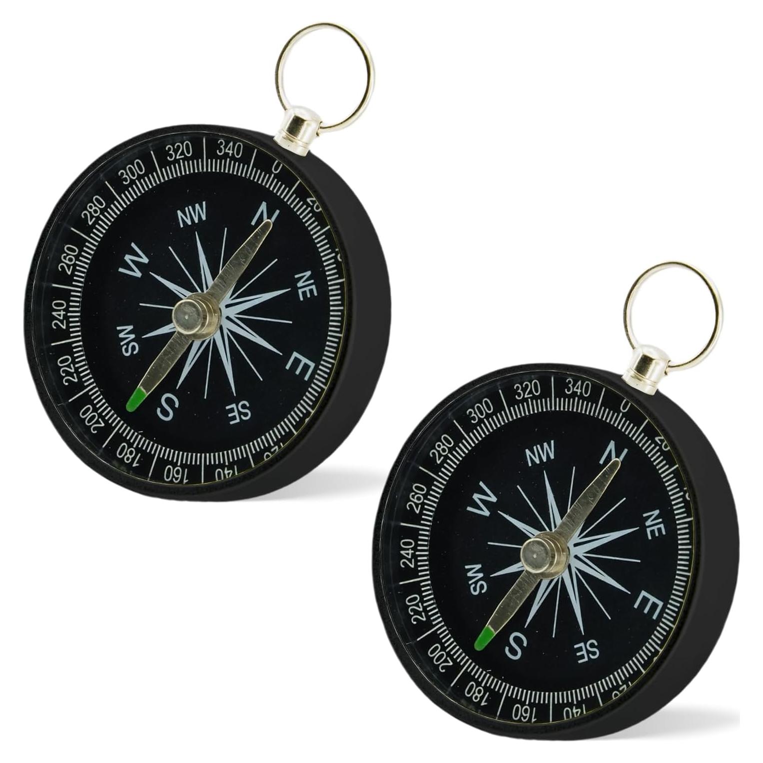 Brújula de bolsillo Rovella mini 2 piezas aluminio negra