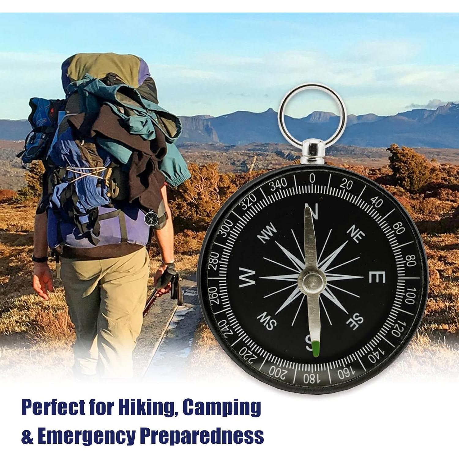 Brújula de bolsillo Rovella mini 2 piezas aluminio negra