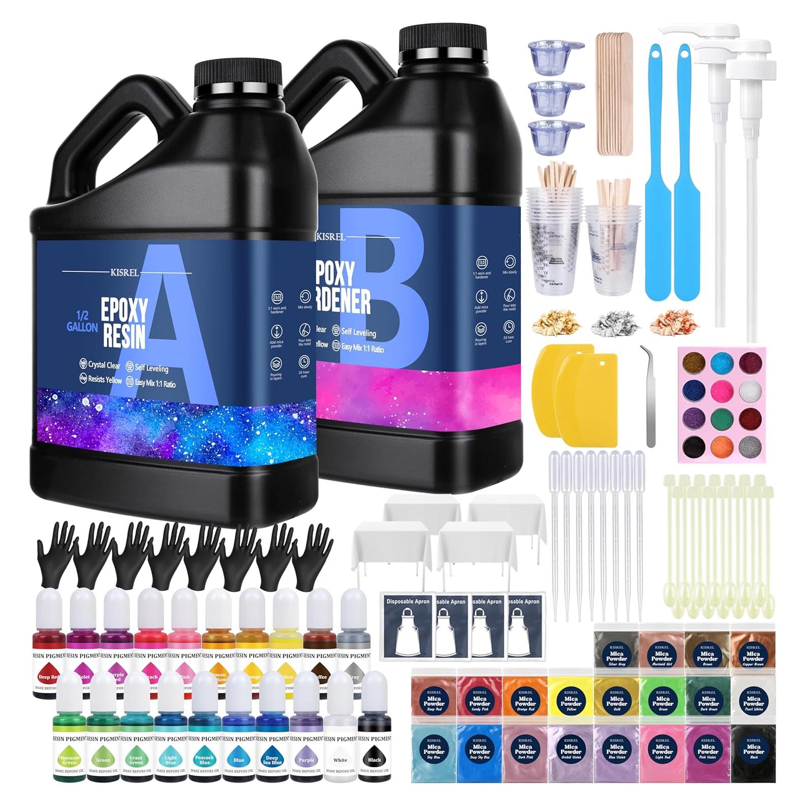 KISREL Resina Epóxica 1 Galón - Kit Completo para Manualidades