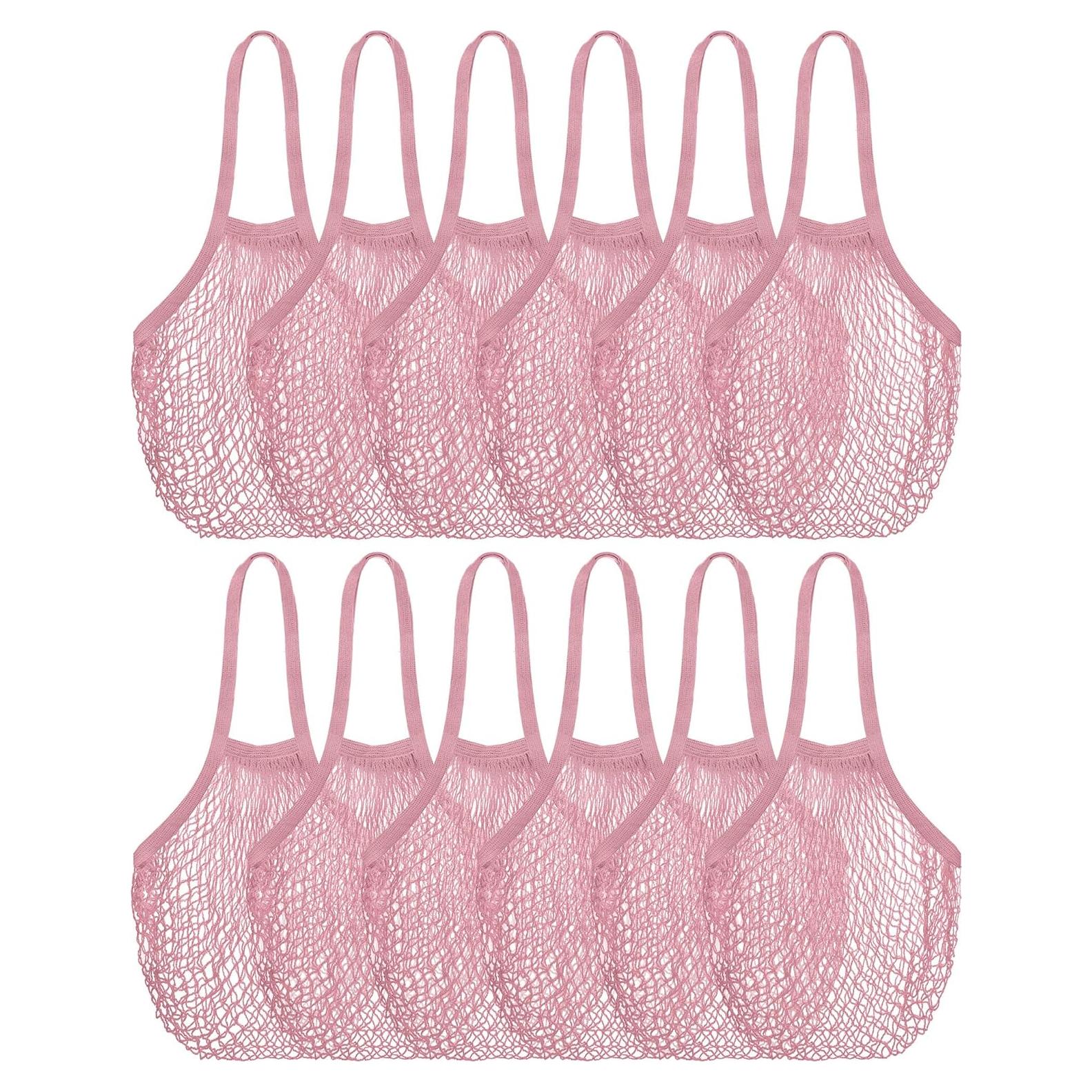 Bolsa de Malla Reutilizable Eccliy 12 Piezas Algodón Rosa Oscuro