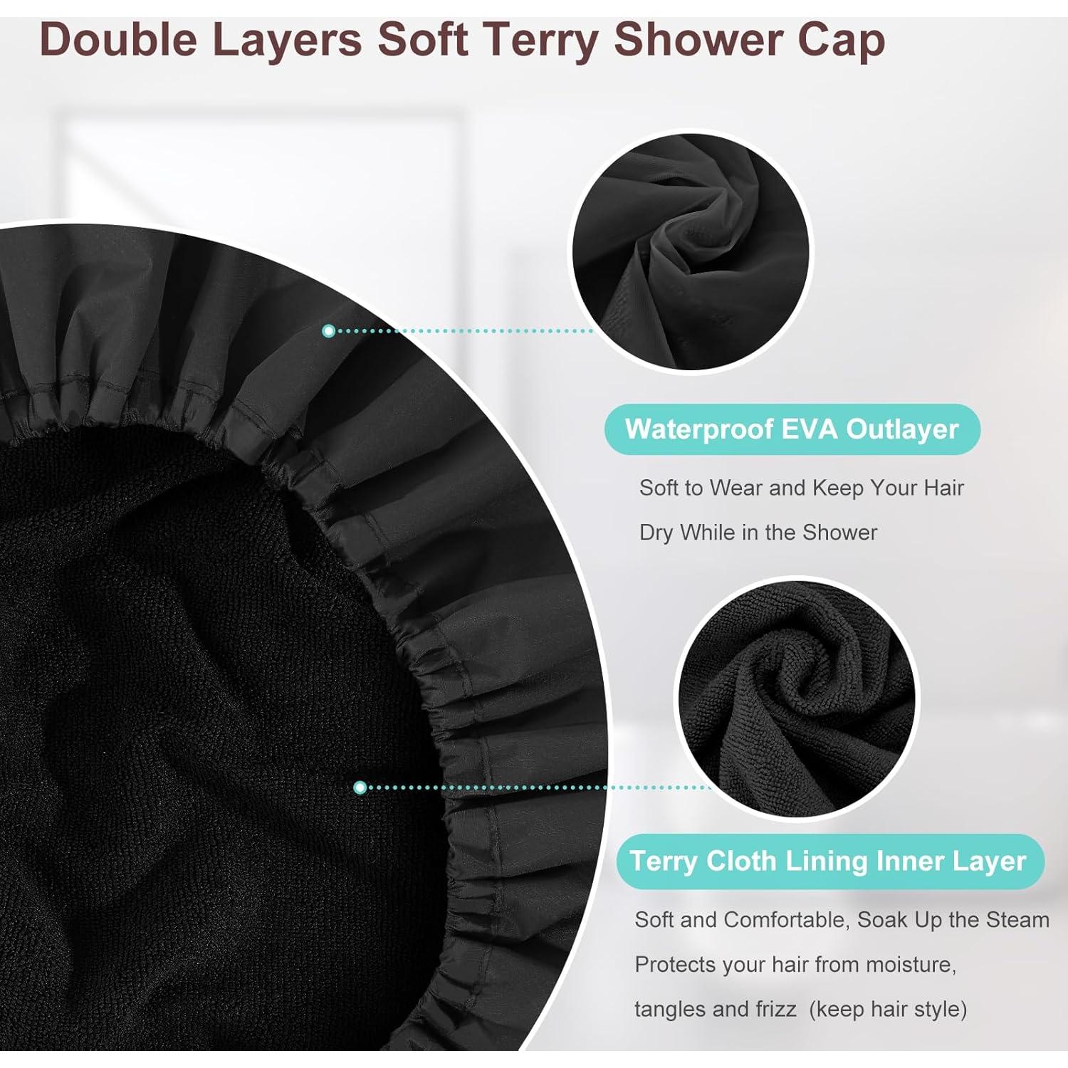 Gorro de Ducha Extra Grande SHEOMERN Impermeable Doble 38 cm