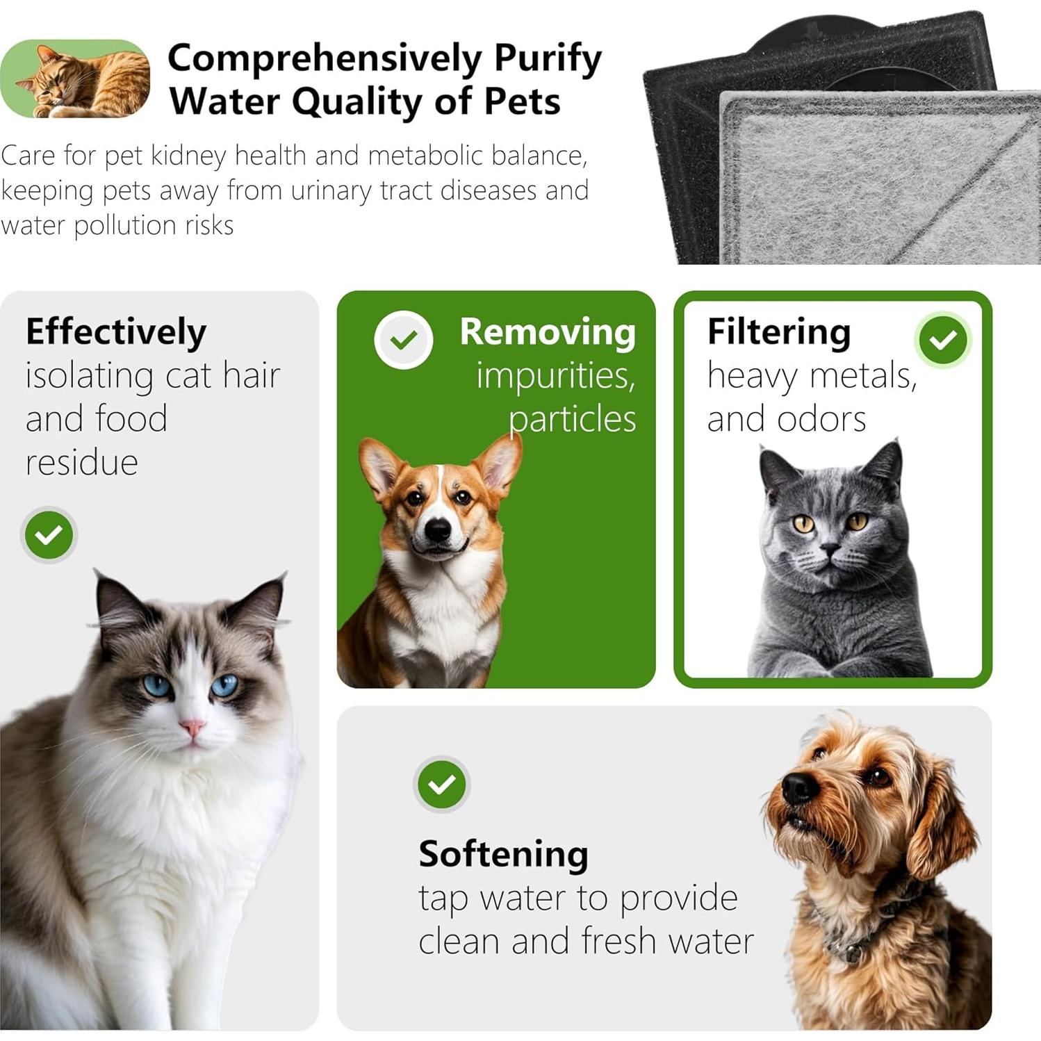 Filtro de Carbón para Fuente de Agua para Mascotas TOGGATH - 6 Paquetes