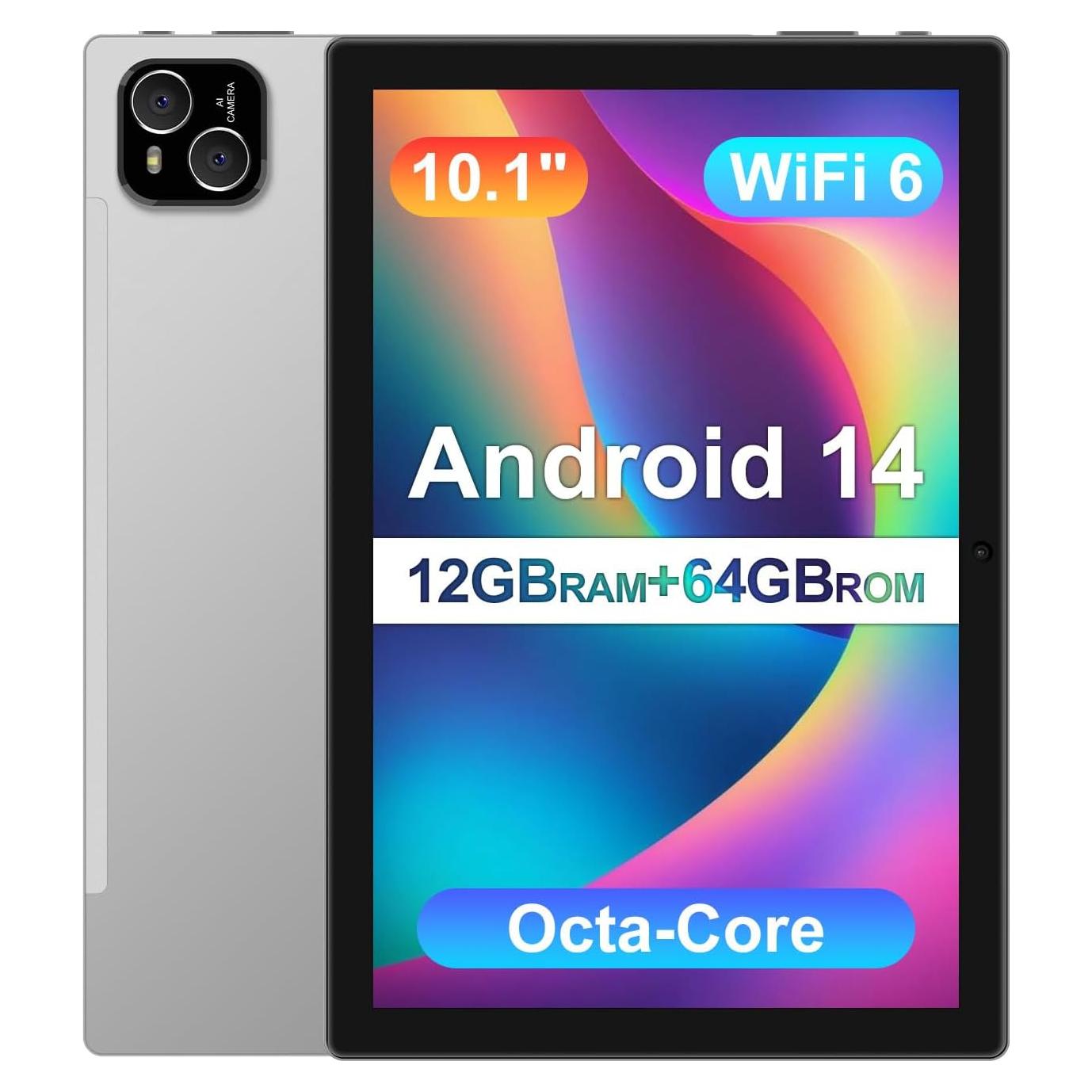 Tablet ATMPC T10 Android 14 10.1" 12GB RAM 64GB ROM Plata