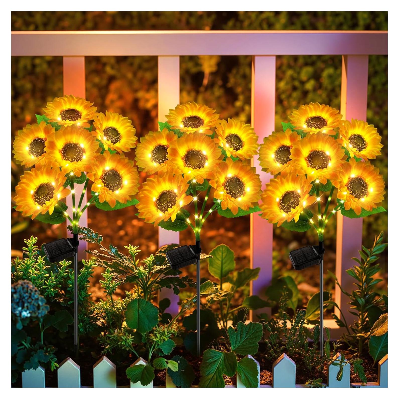 Luces Solares de Girasol AHAORIGIN - Paquete de 3, IP65