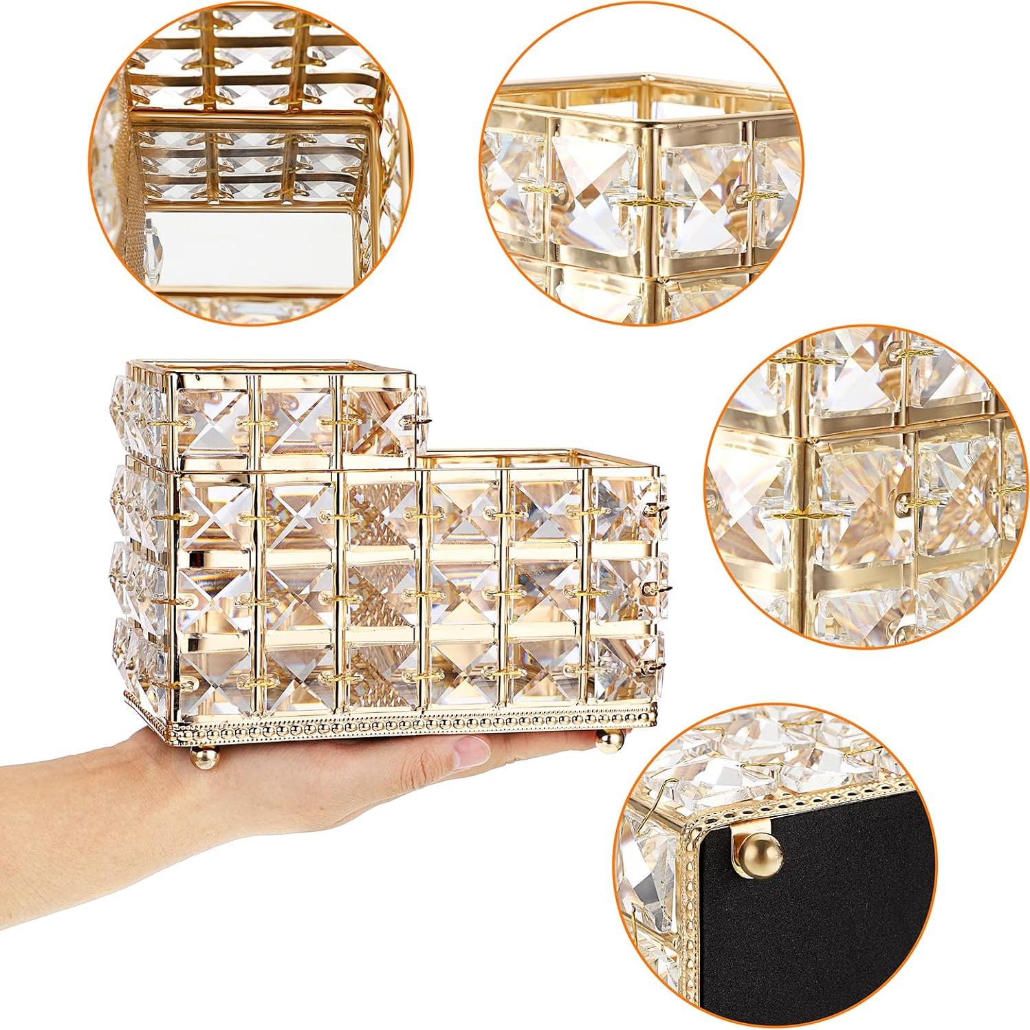 Soporte Organizador de Brochas de Maquillaje Hipiwe Dorado 2-Bahías