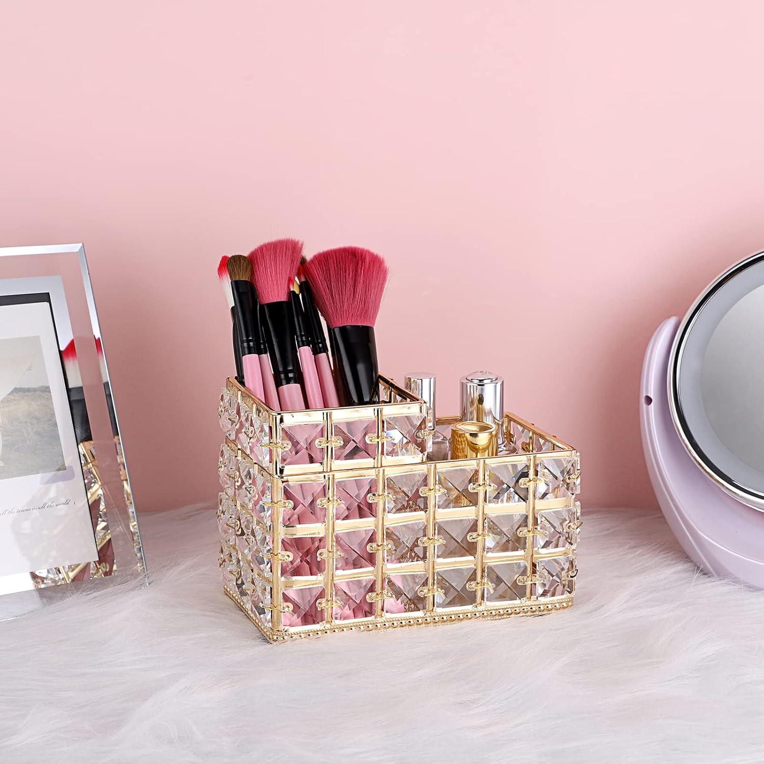 Soporte Organizador de Brochas de Maquillaje Hipiwe Dorado 2-Bahías