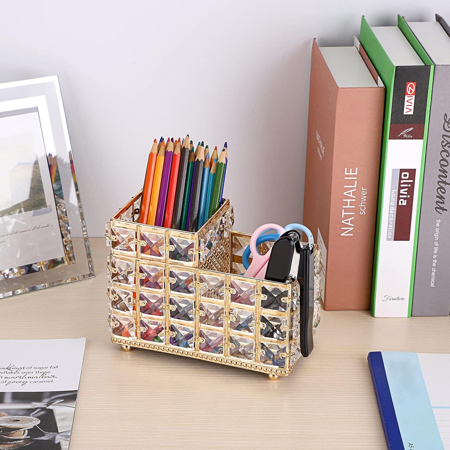 Soporte Organizador de Brochas de Maquillaje Hipiwe Dorado 2-Bahías