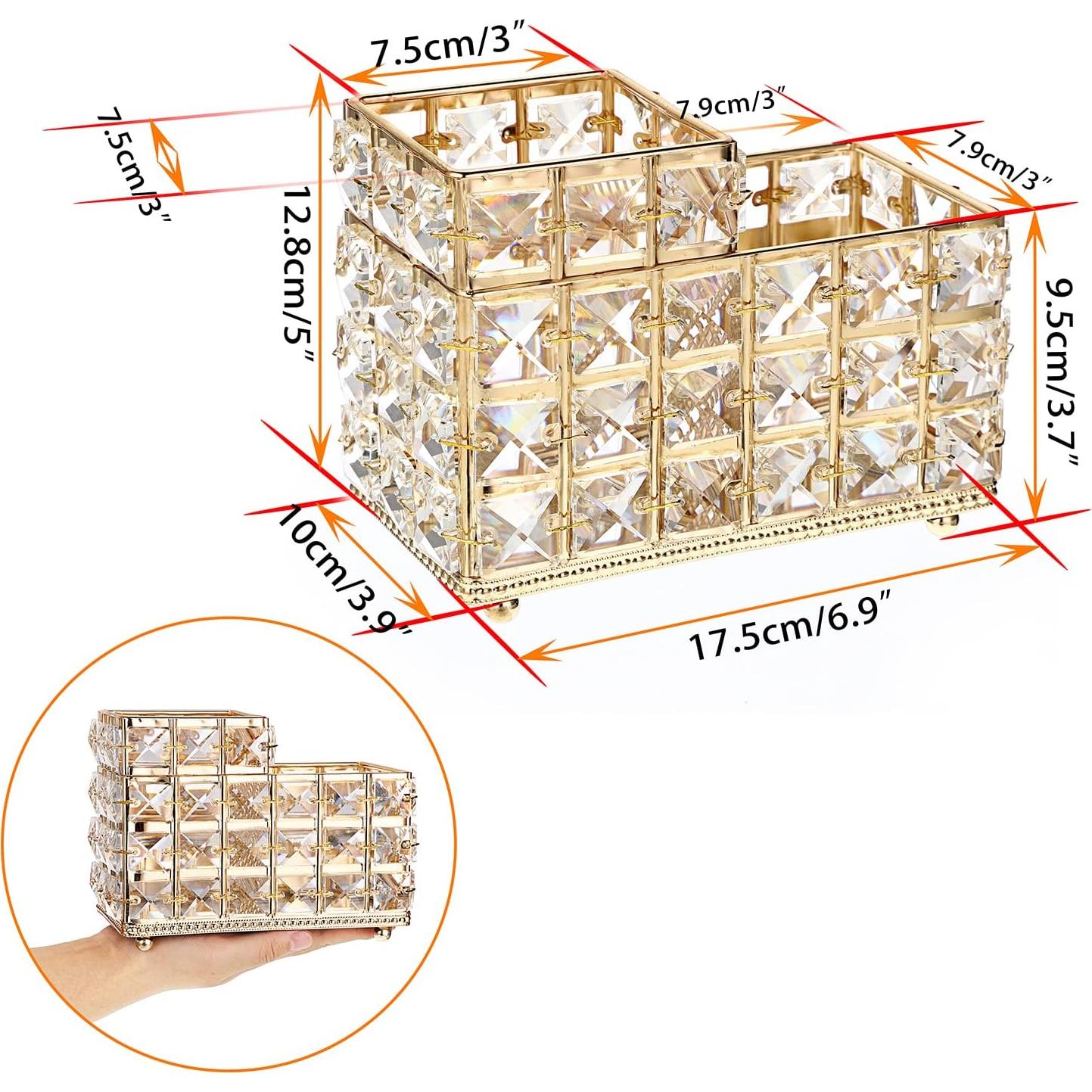 Soporte Organizador de Brochas de Maquillaje Hipiwe Dorado 2-Bahías
