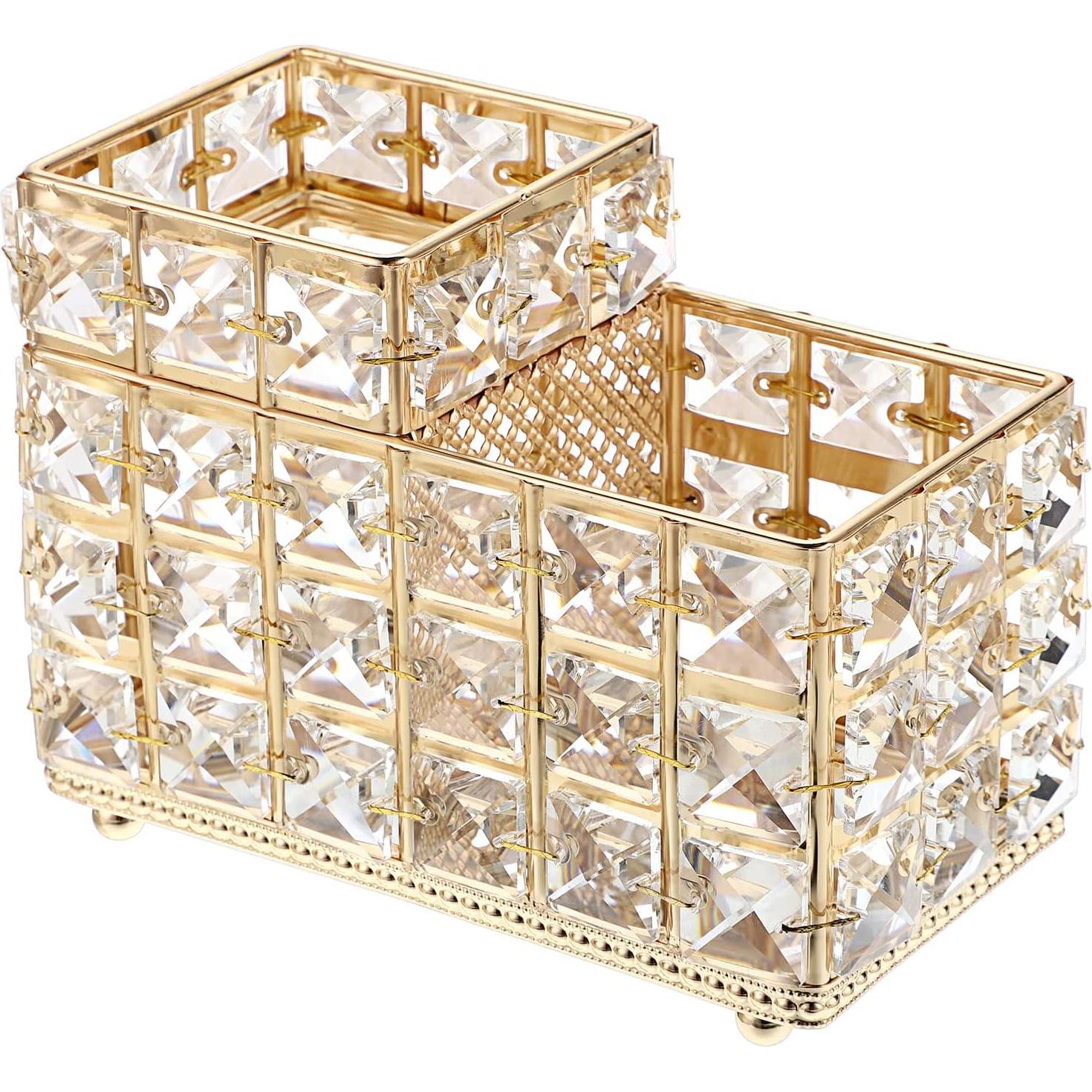 Soporte Organizador de Brochas de Maquillaje Hipiwe Dorado 2-Bahías