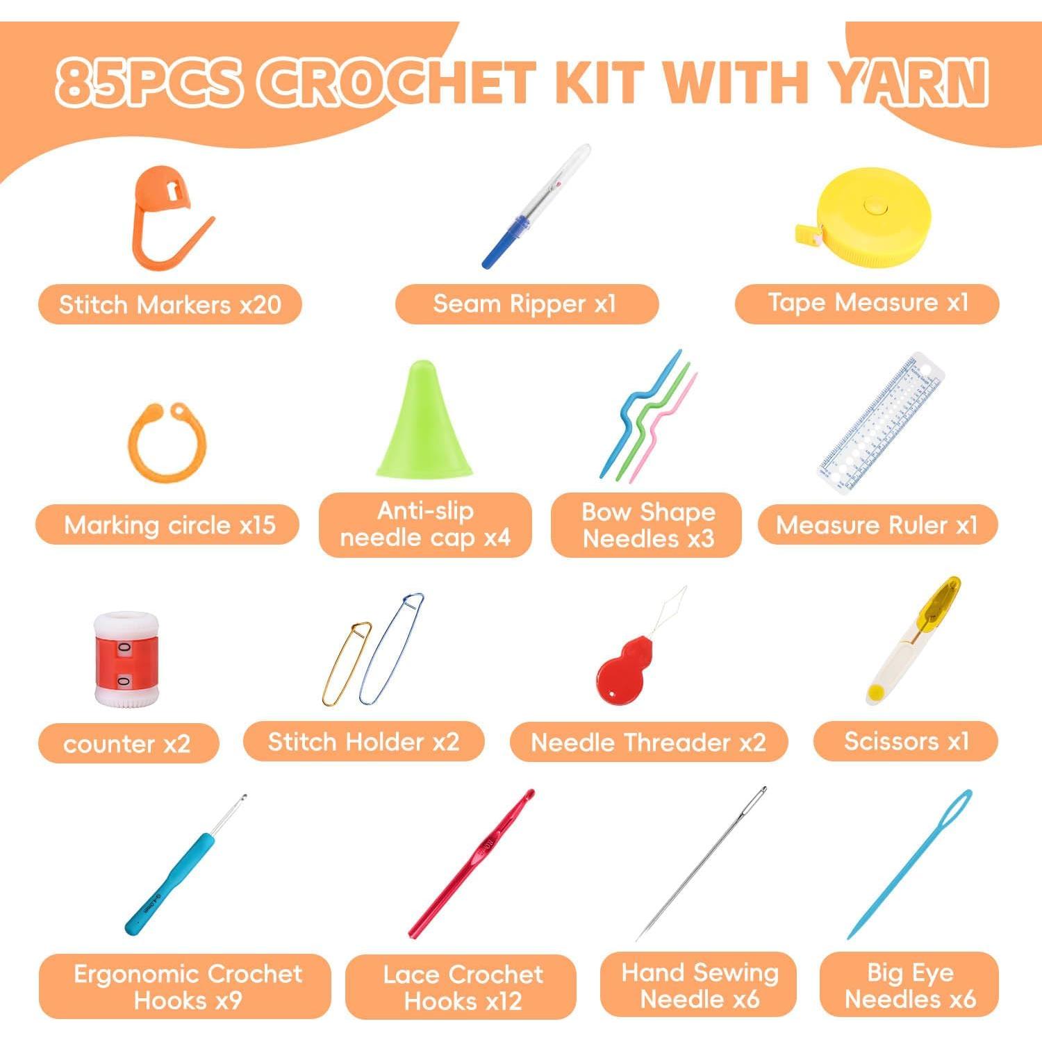 Set de Ganchos de Crochet HATINXIA 85pcs Ergonómicos Azul