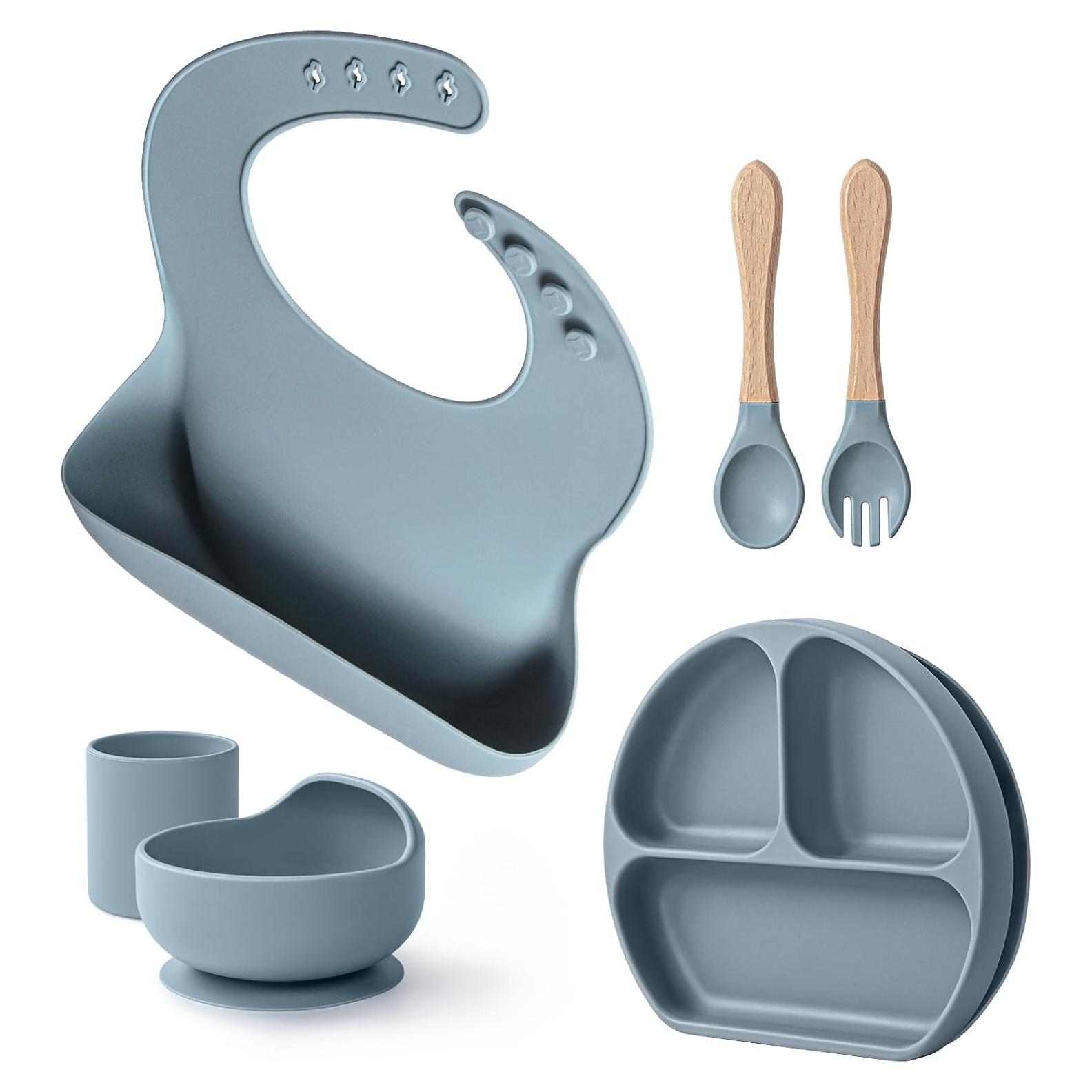 Juego de Alimentación de Silicona WiLLBEttER 6 Piezas Azul