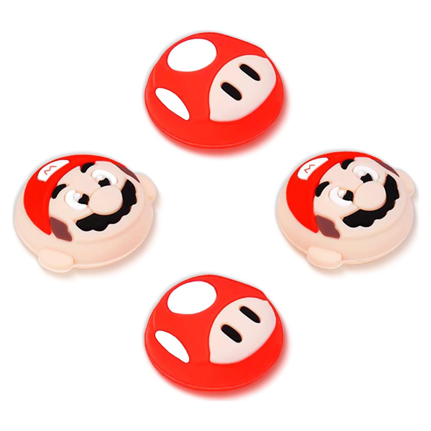 Tapas de agarre para pulgar Sunmike Rojo para Nintendo Switch 4PCS