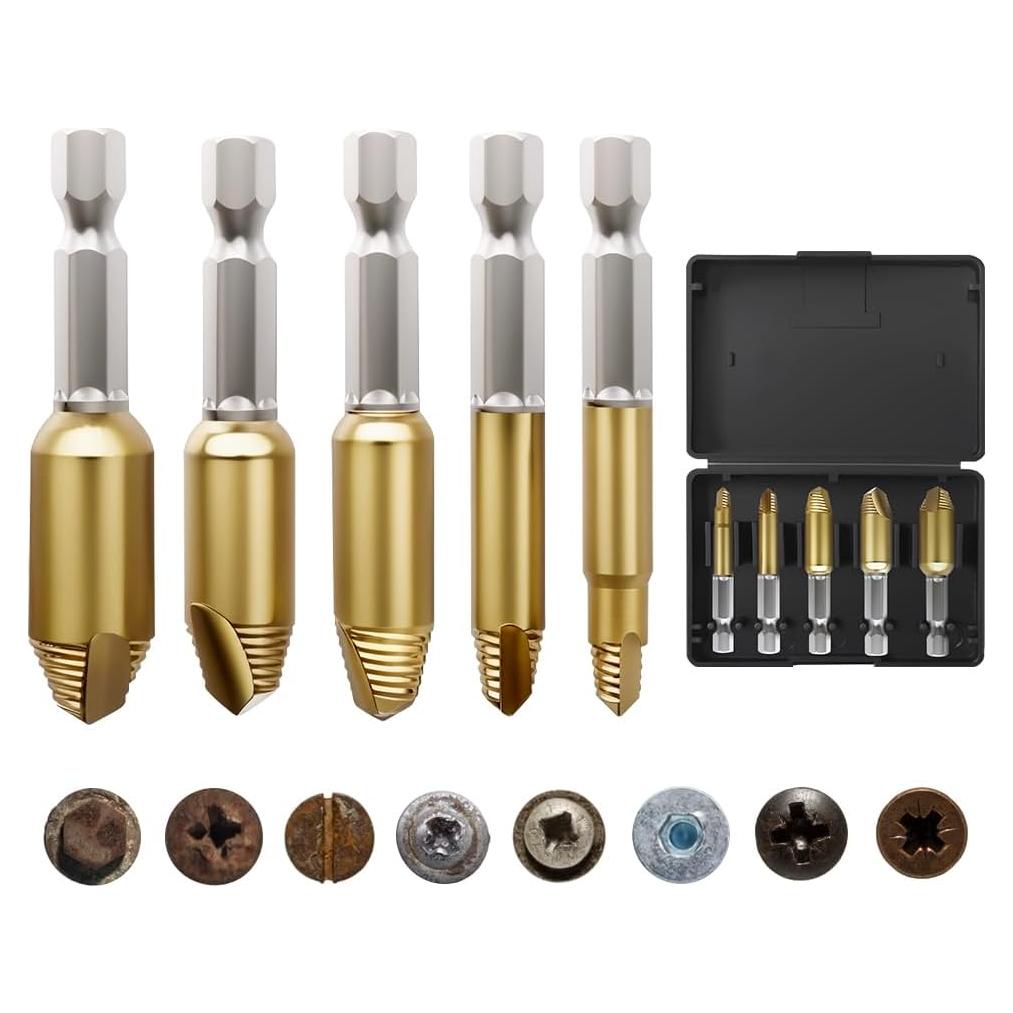 Juego de Extractores de Tornillos Dañados PRYZALO 5 Piezas HSS