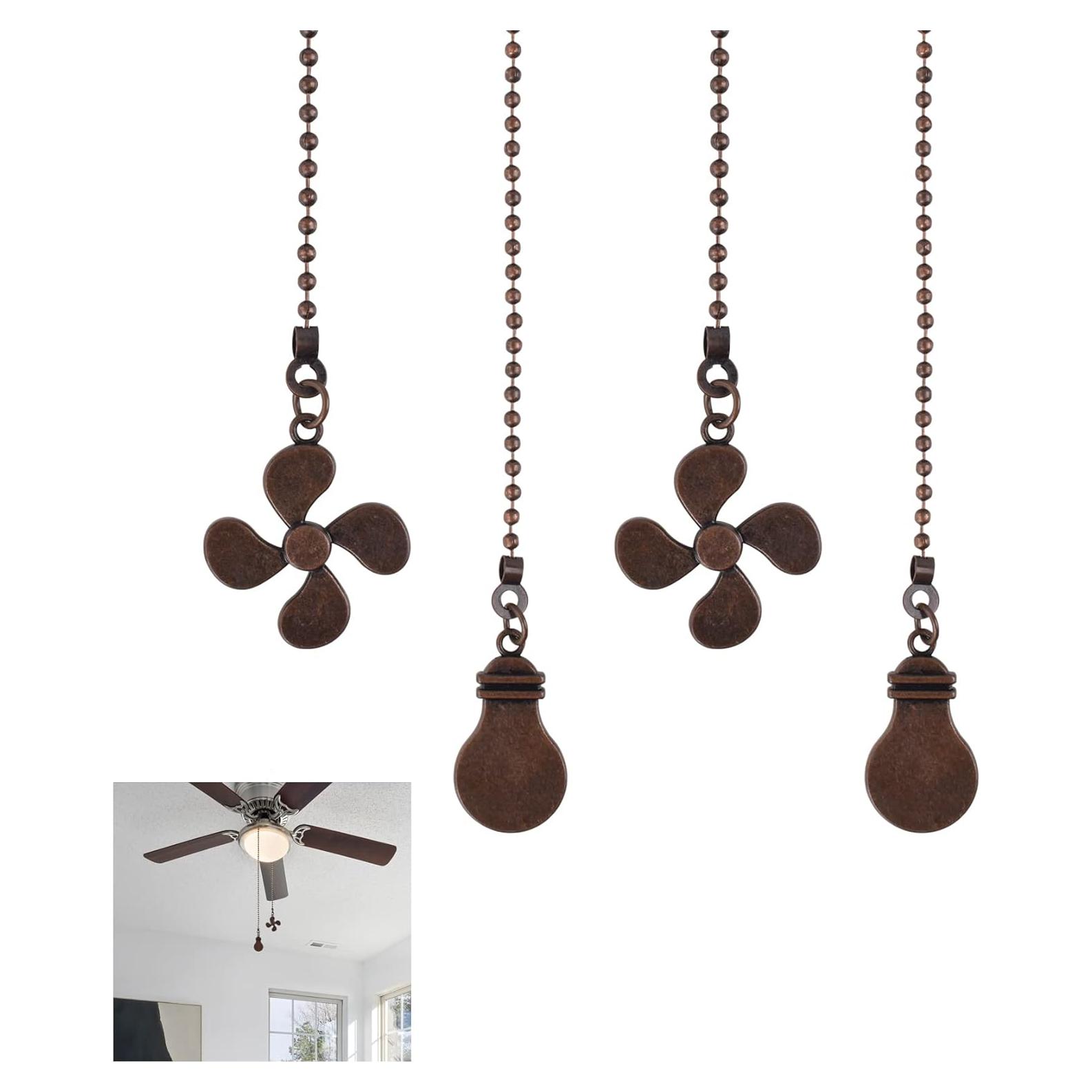 Cadena de Tirar para Ventilador de Techo JEPELUS 35.56 cm Bronce Rojo