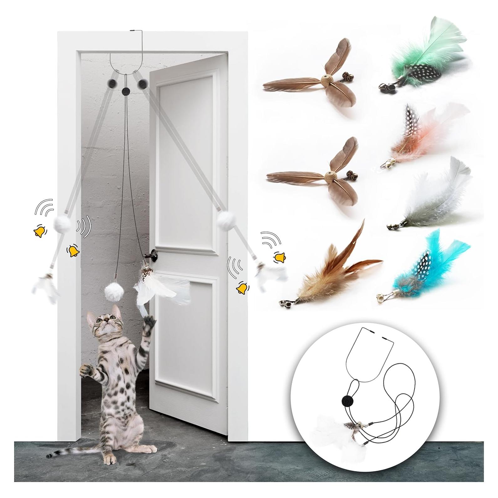 Juguete para Gatos Colgante LEKEWPET con 7 Recambios de Plumas