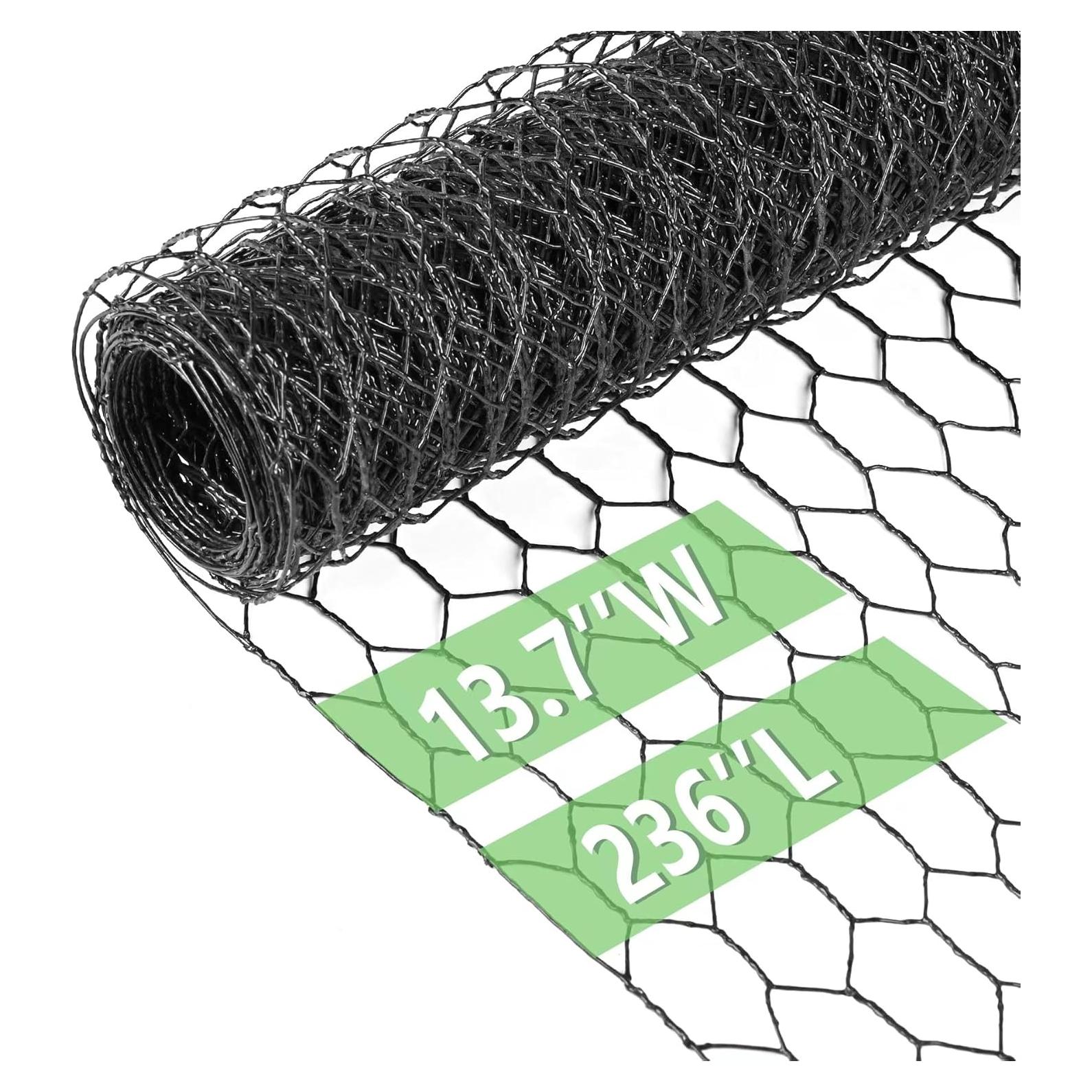 Malla de Alambre de Pollo Galvanizada Miuwauer 0.35x6m PVC Negro