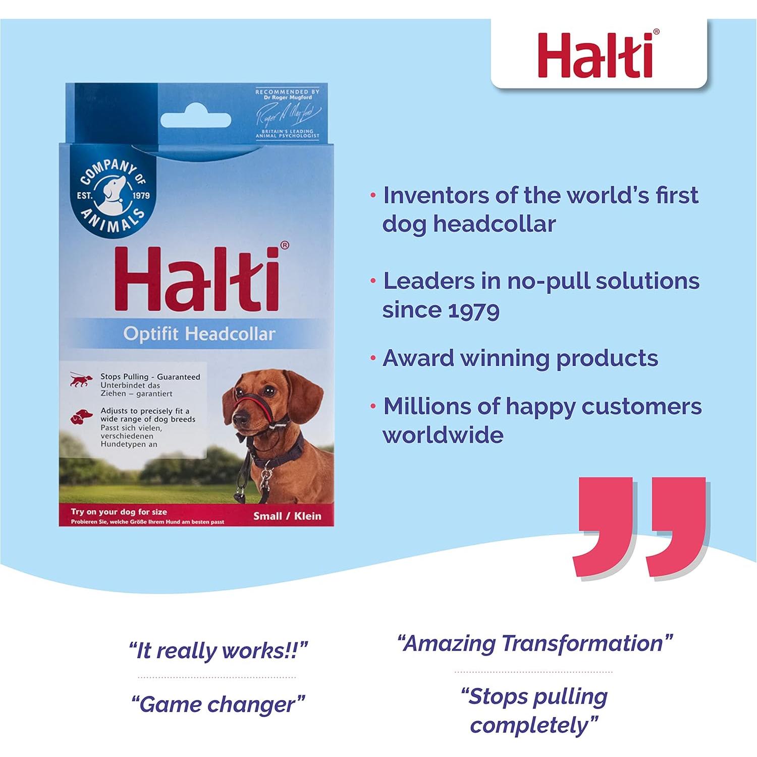 Collar de Cabeza HALTI OptiFit para Perros Pequeños - Ajustable y Reflectante