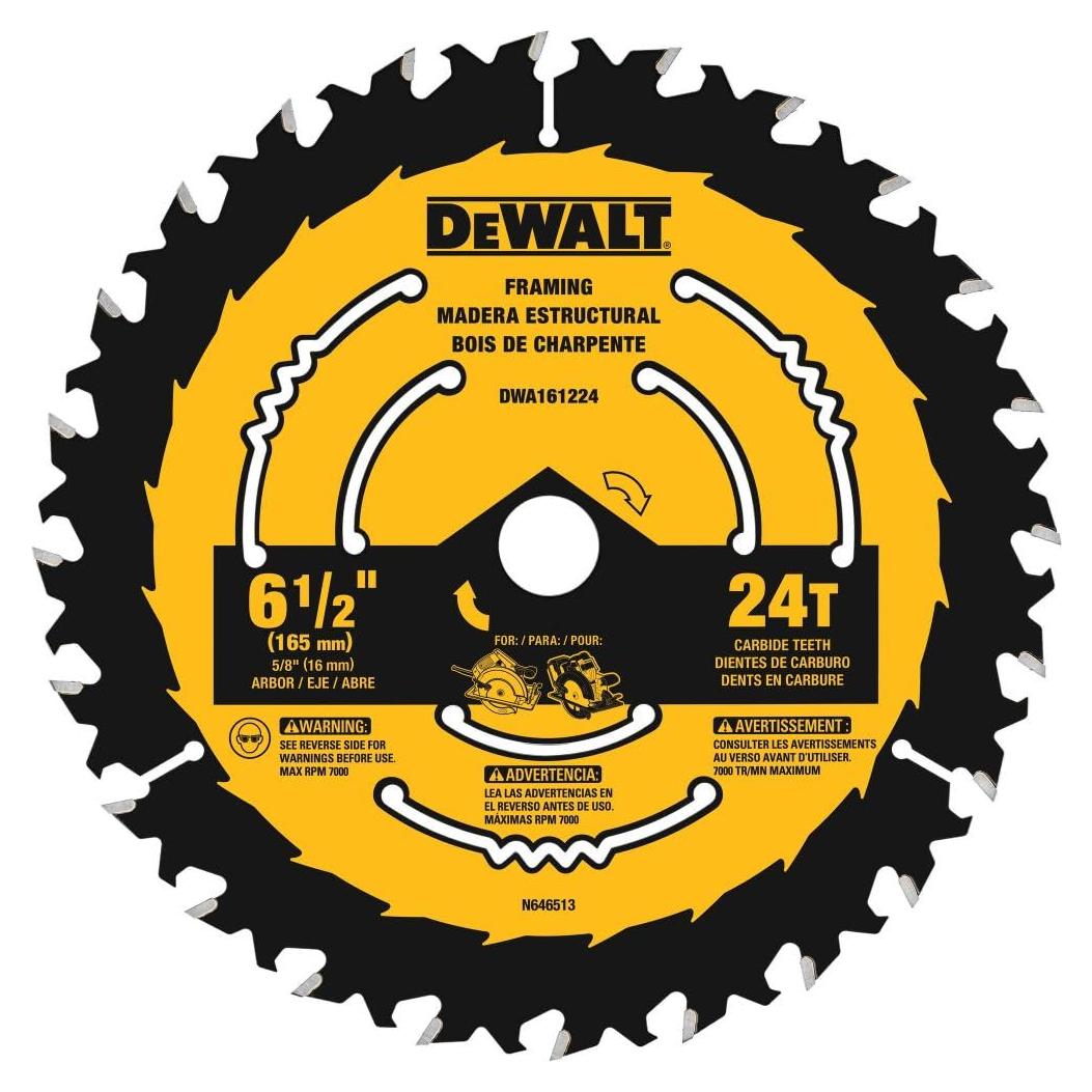 Sierra Circular DEWALT 6.5" 24 Dientes Carburo DWA161224