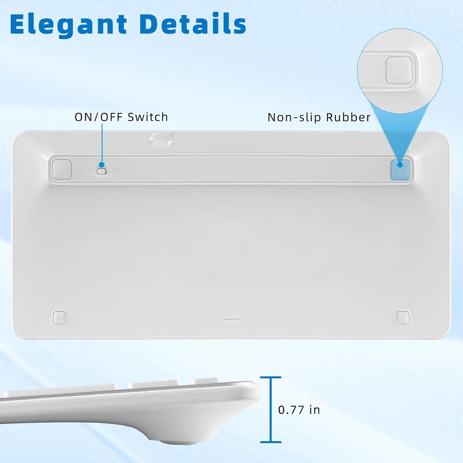 Teclado Bluetooth Qulose Ultra Delgado Ergonómico Blanco