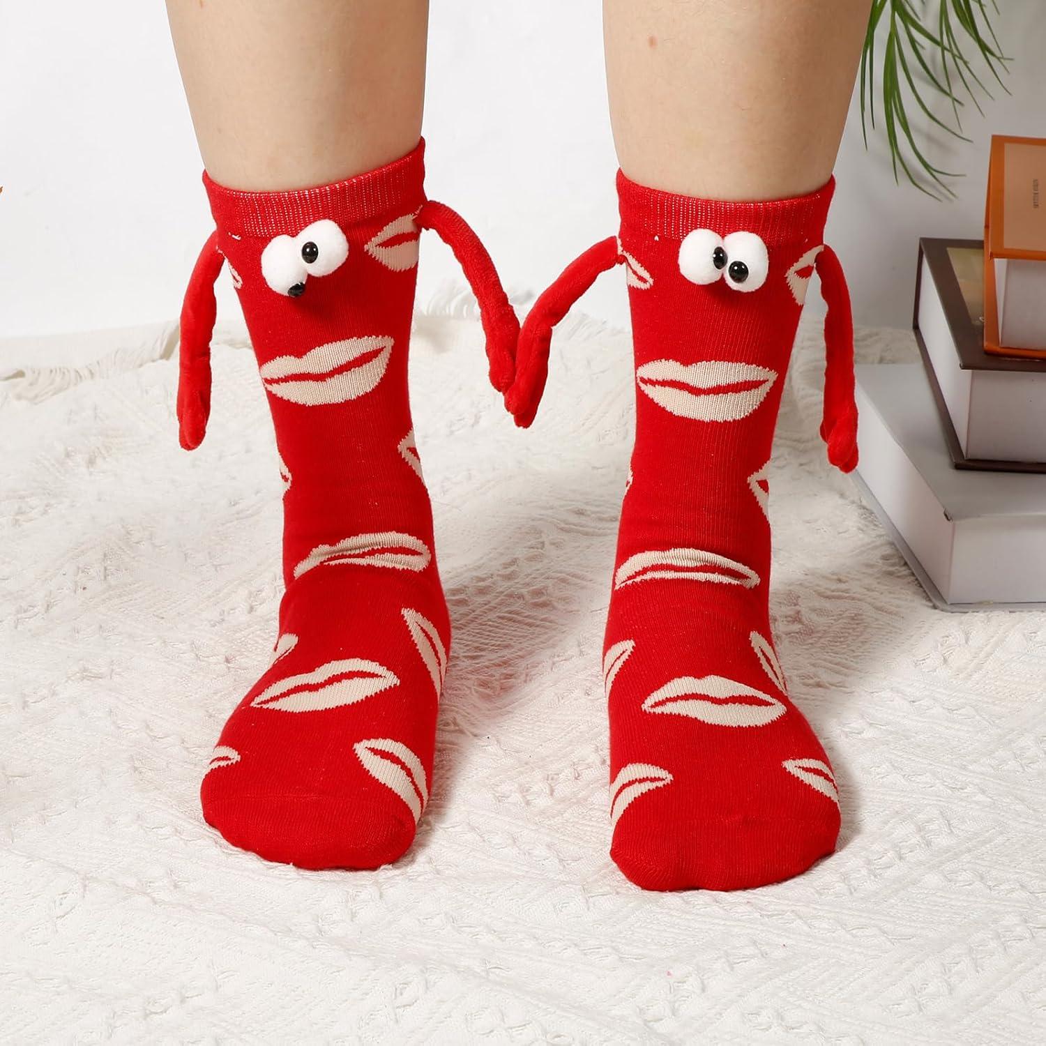 Calcetines San Valentín 2 Pares Magnéticos Labios Diseño
