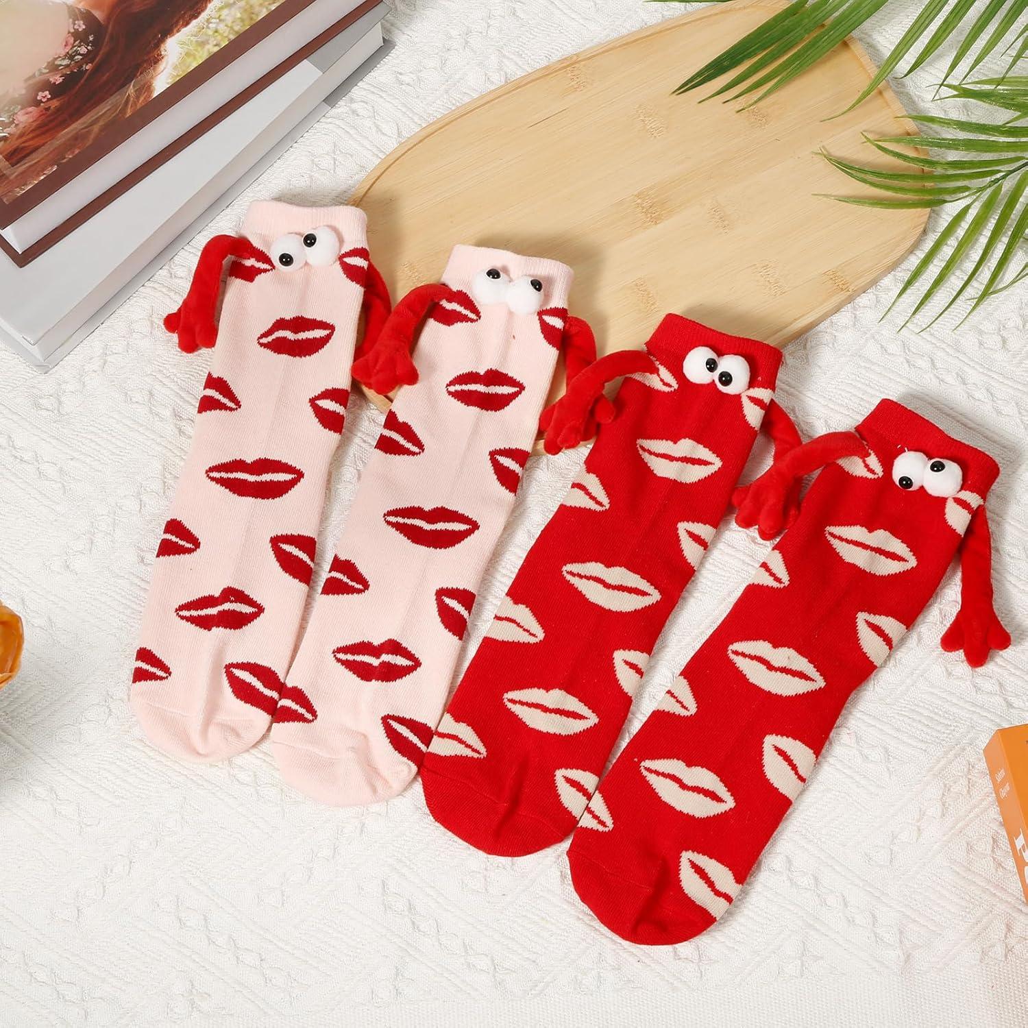 Calcetines San Valentín 2 Pares Magnéticos Labios Diseño