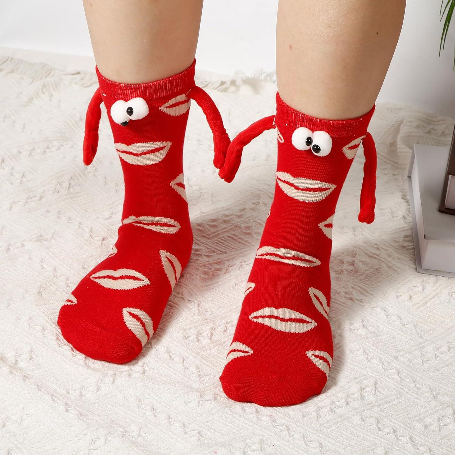 Calcetines San Valentín 2 Pares Magnéticos Labios Diseño