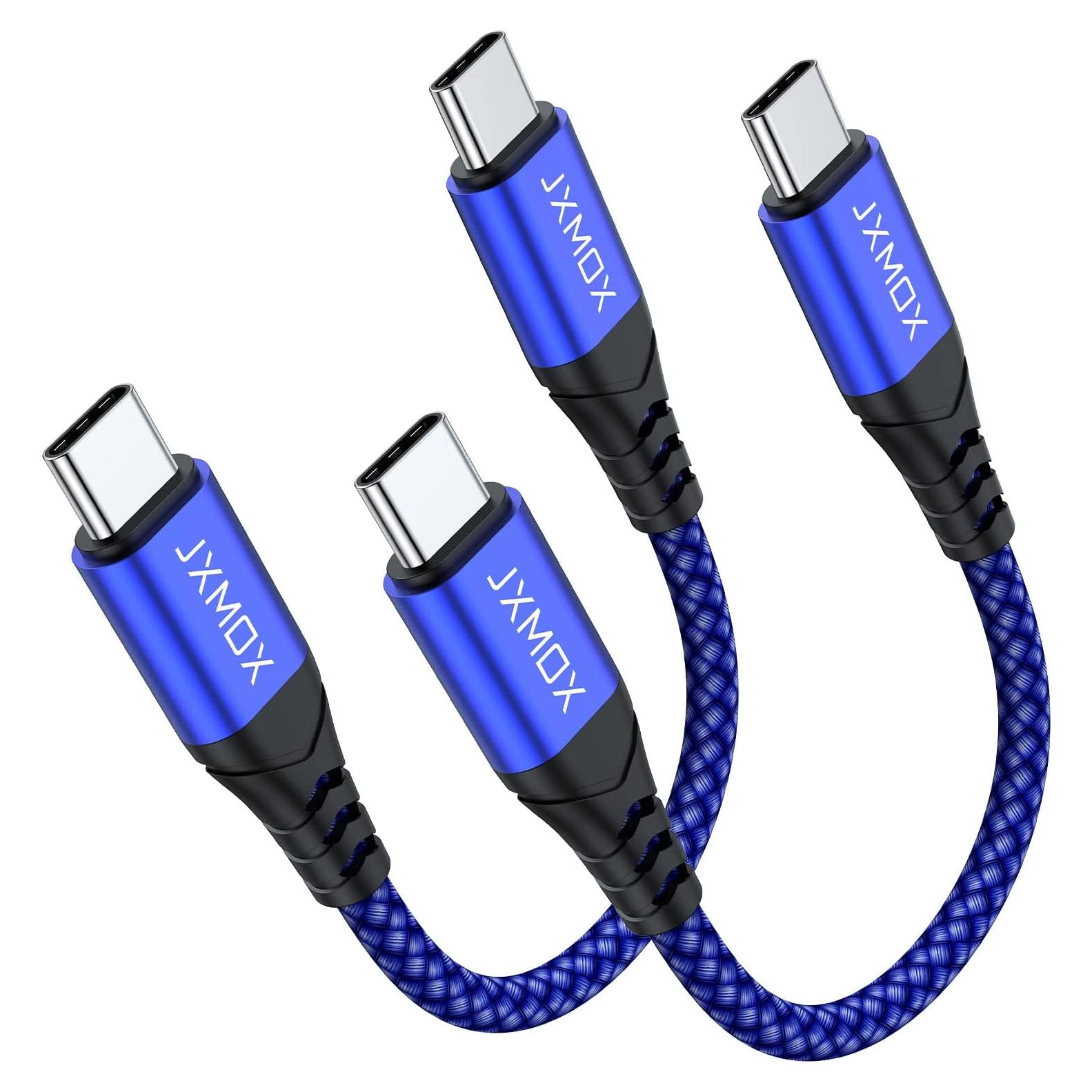 Cable USB C a USB C JXMOX 0.15m 60W Carga Rápida 2 Piezas Azul