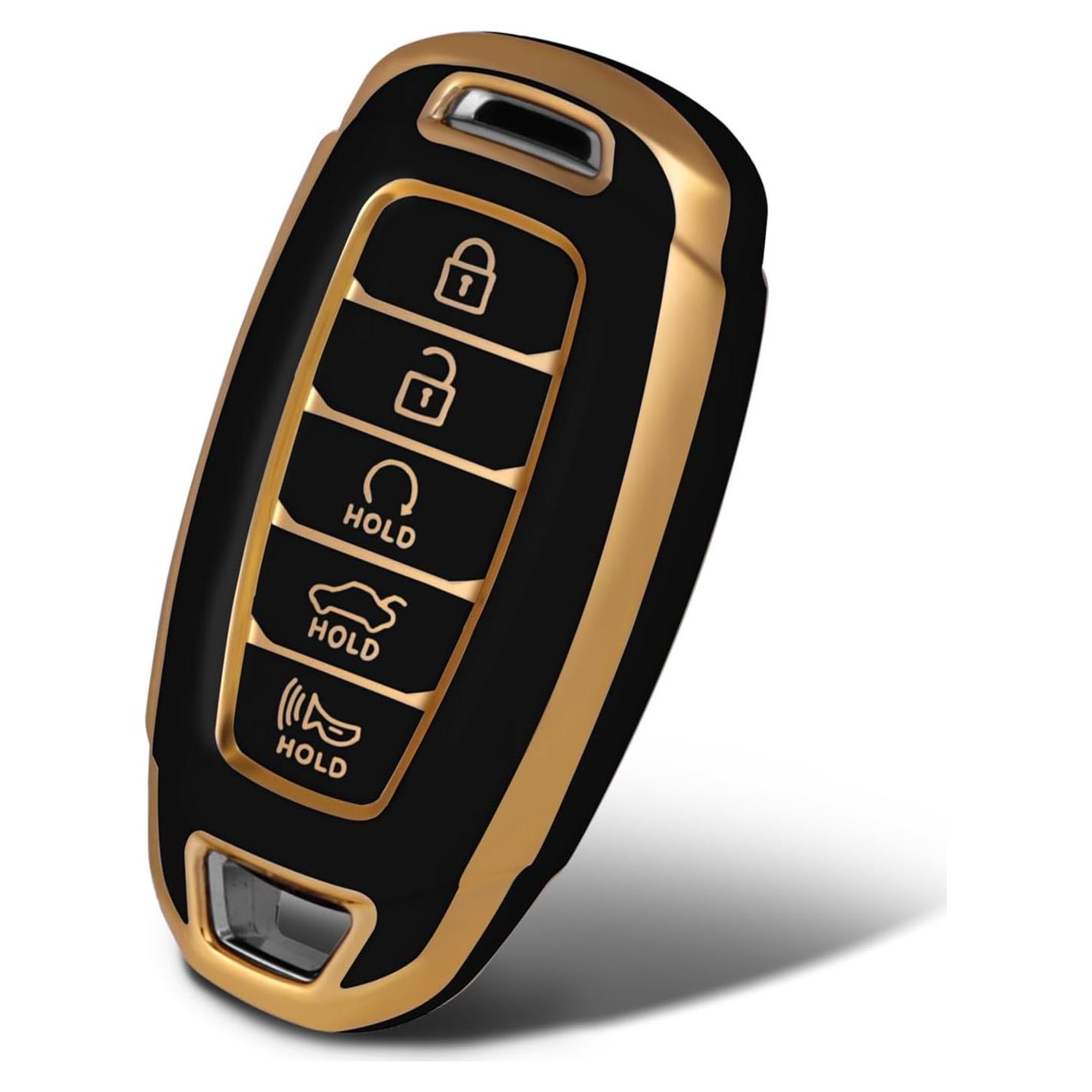 Funda de Llave TPU Hyundai 5 Botones Negra/Dorada 2023
