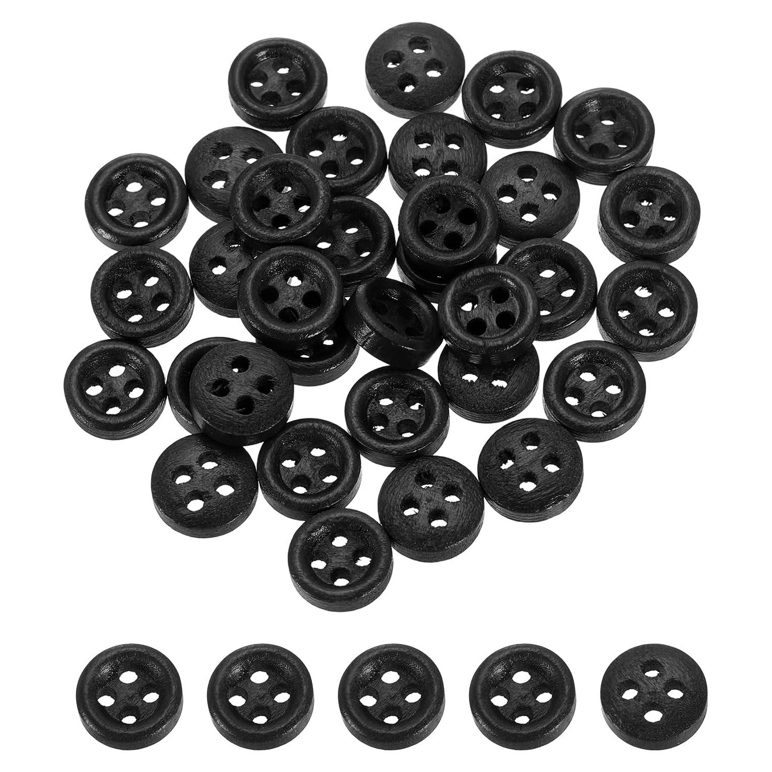 50 Botones de Madera Negros 9mm uxcell para Costura DIY