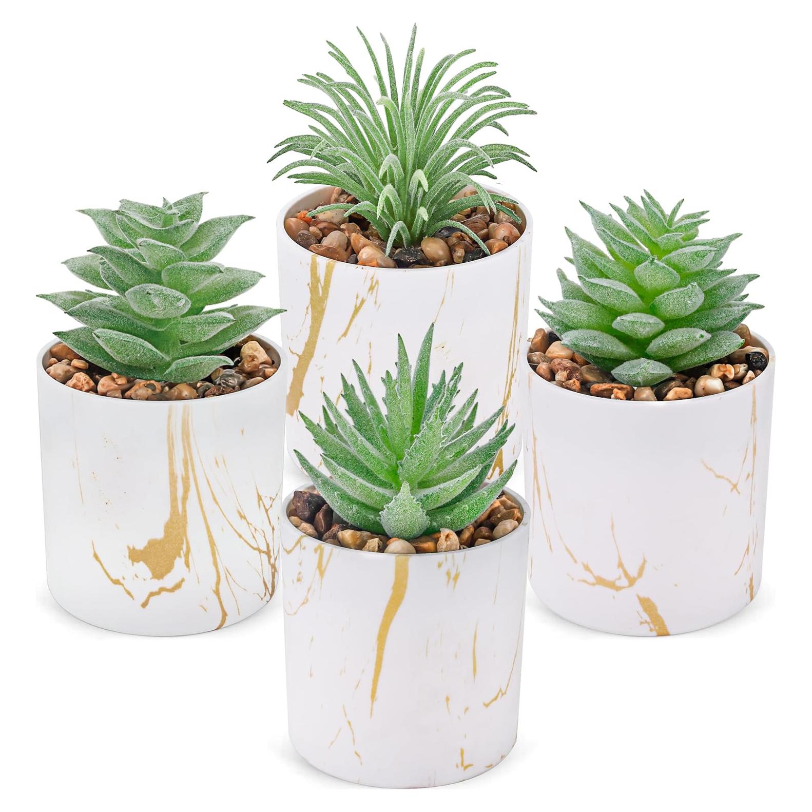 Conjunto de 4 Plantas Suculentas Artificiales Der Rose Verde