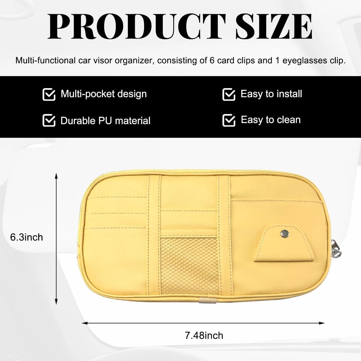 Organizador de Visera de Coche MUQIDA Beige con Múltiples Bolsillos