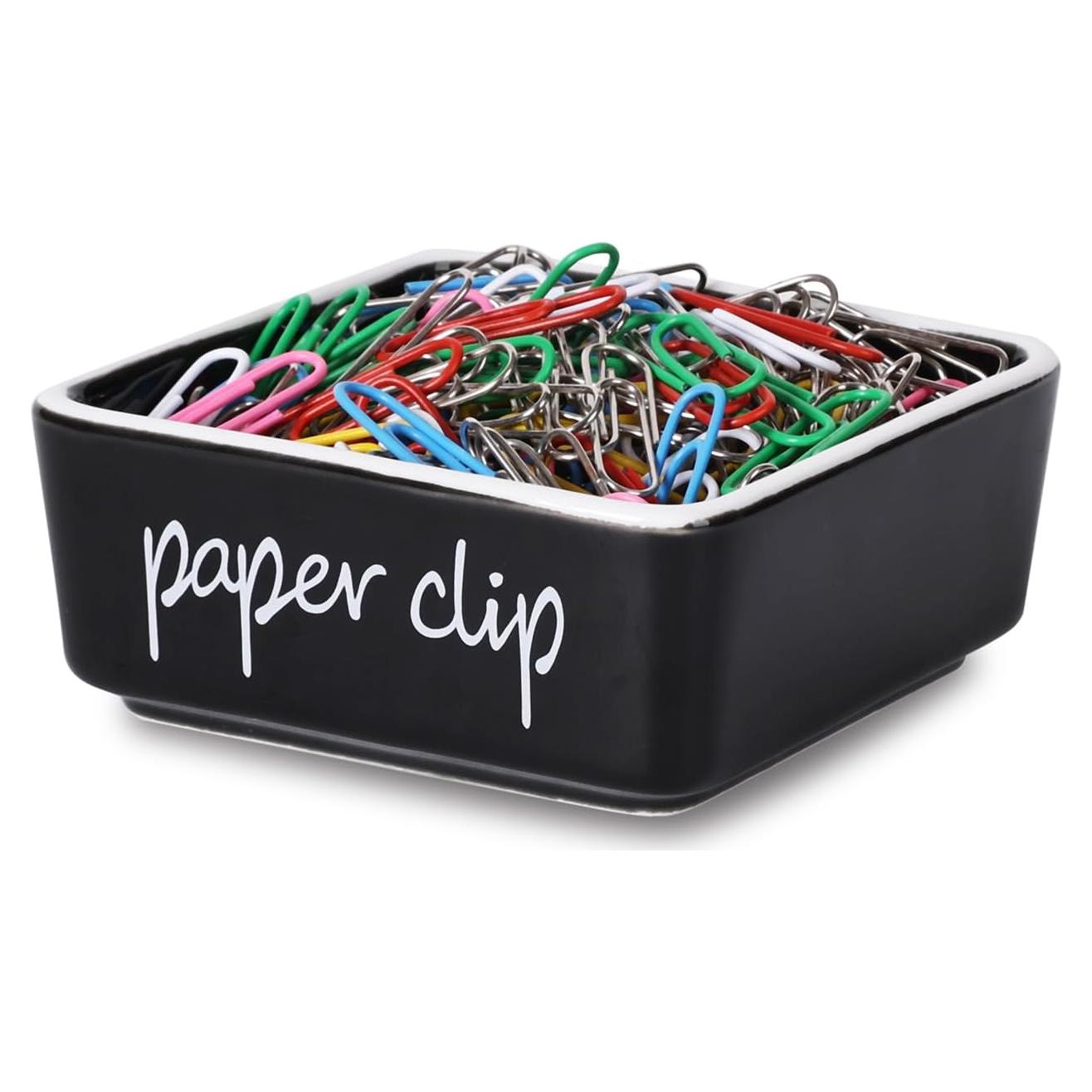 Soporte de Clips de Papel Cerámica ONTUBE Negro 8.4 cm