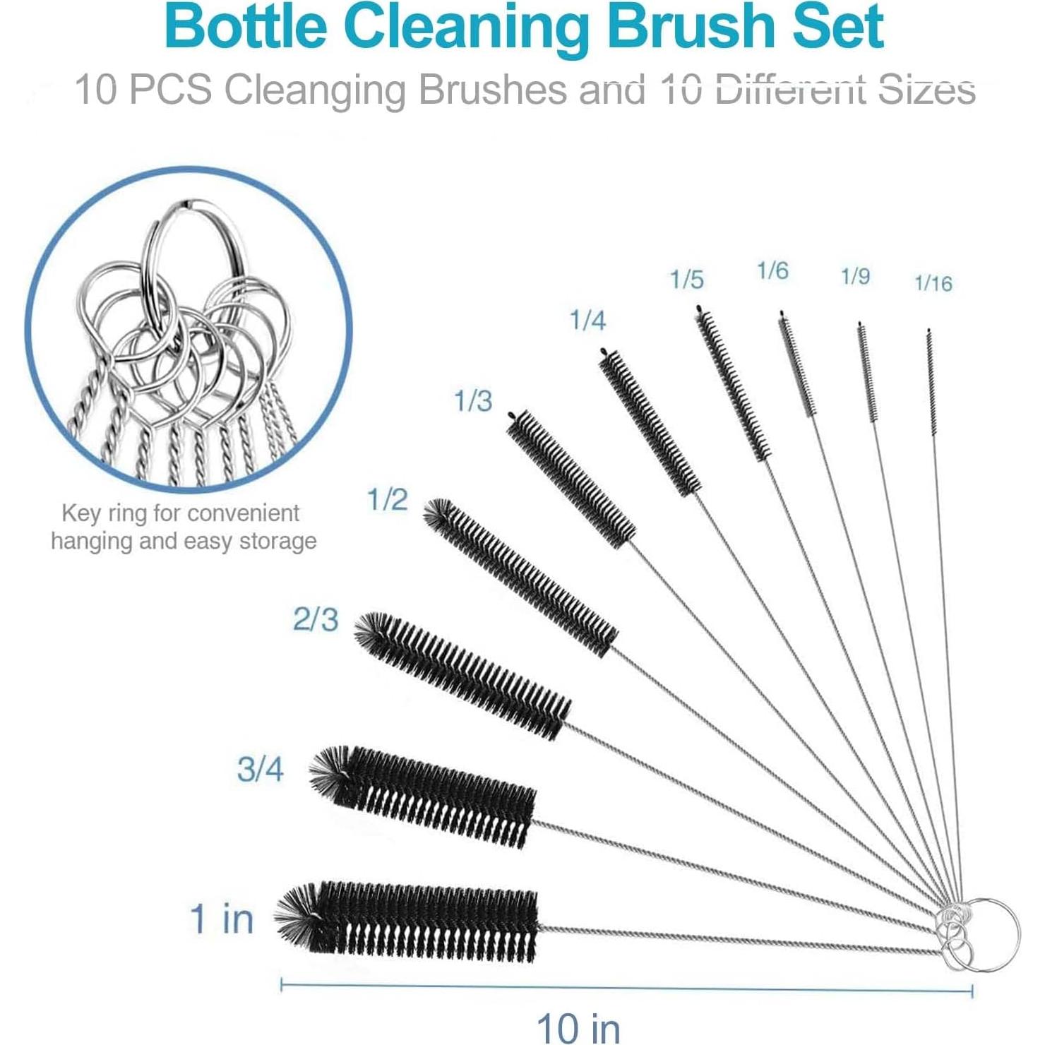 Conjunto de 10 Cepillos Limpiadores AORZOV para Tubos y Botellas