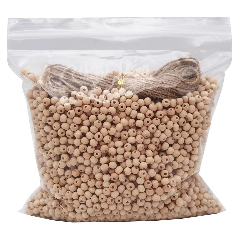 Perlas de Madera Natural INSPIRELLE 4500pcs 6mm con Cuerda