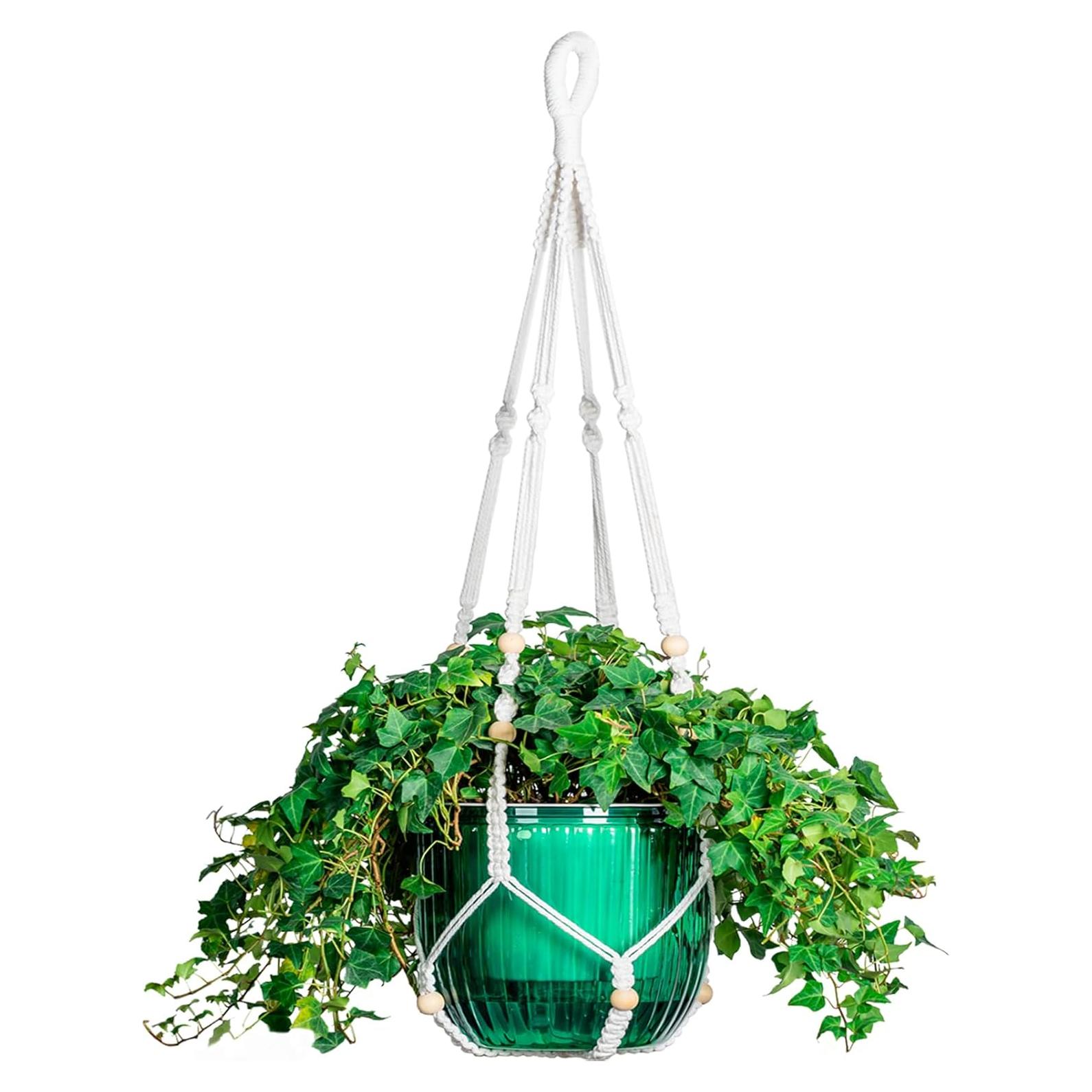 Maceta colgante autorriego Melphoe 21 cm esmeralda con colgadores