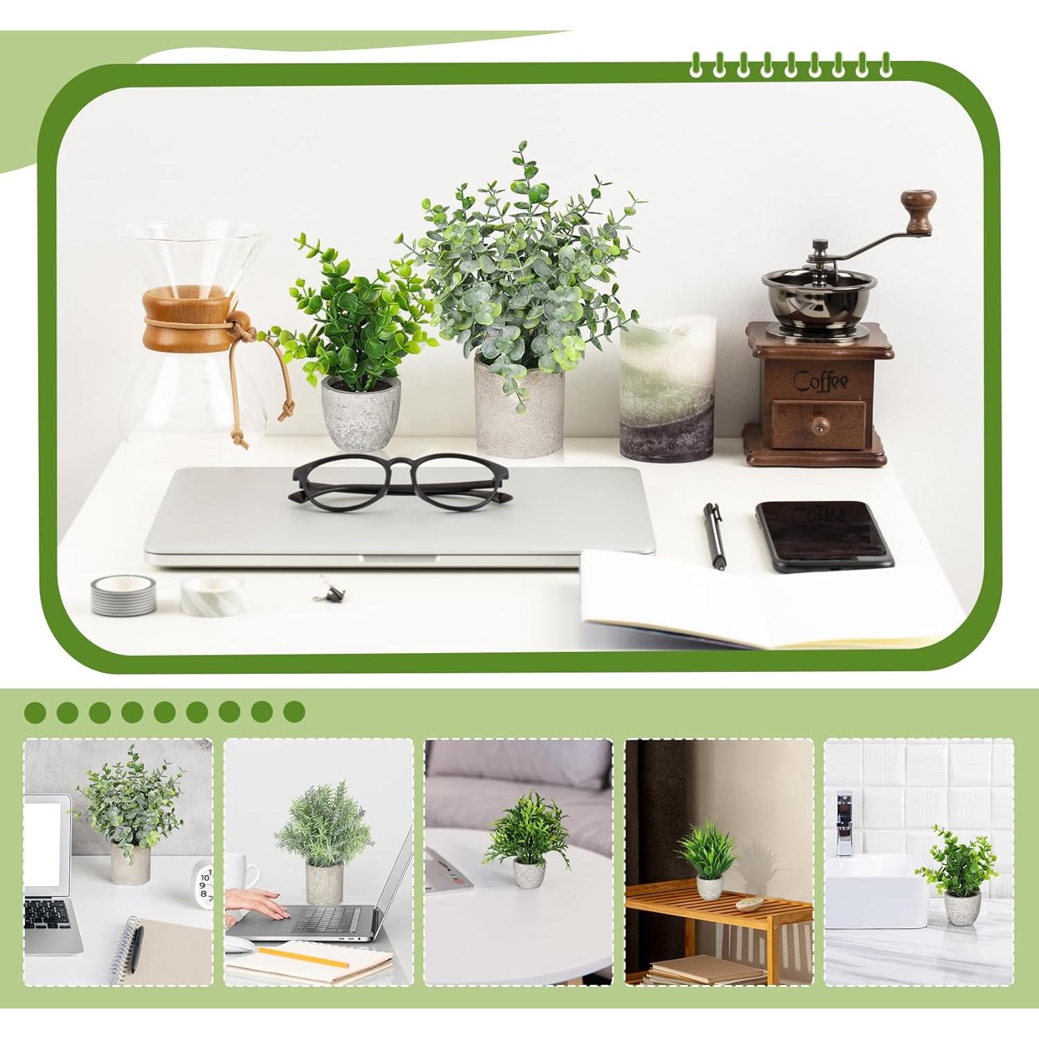 Plantas Falsas Lemonfilter Eucalipto Verde - Paquete de 5