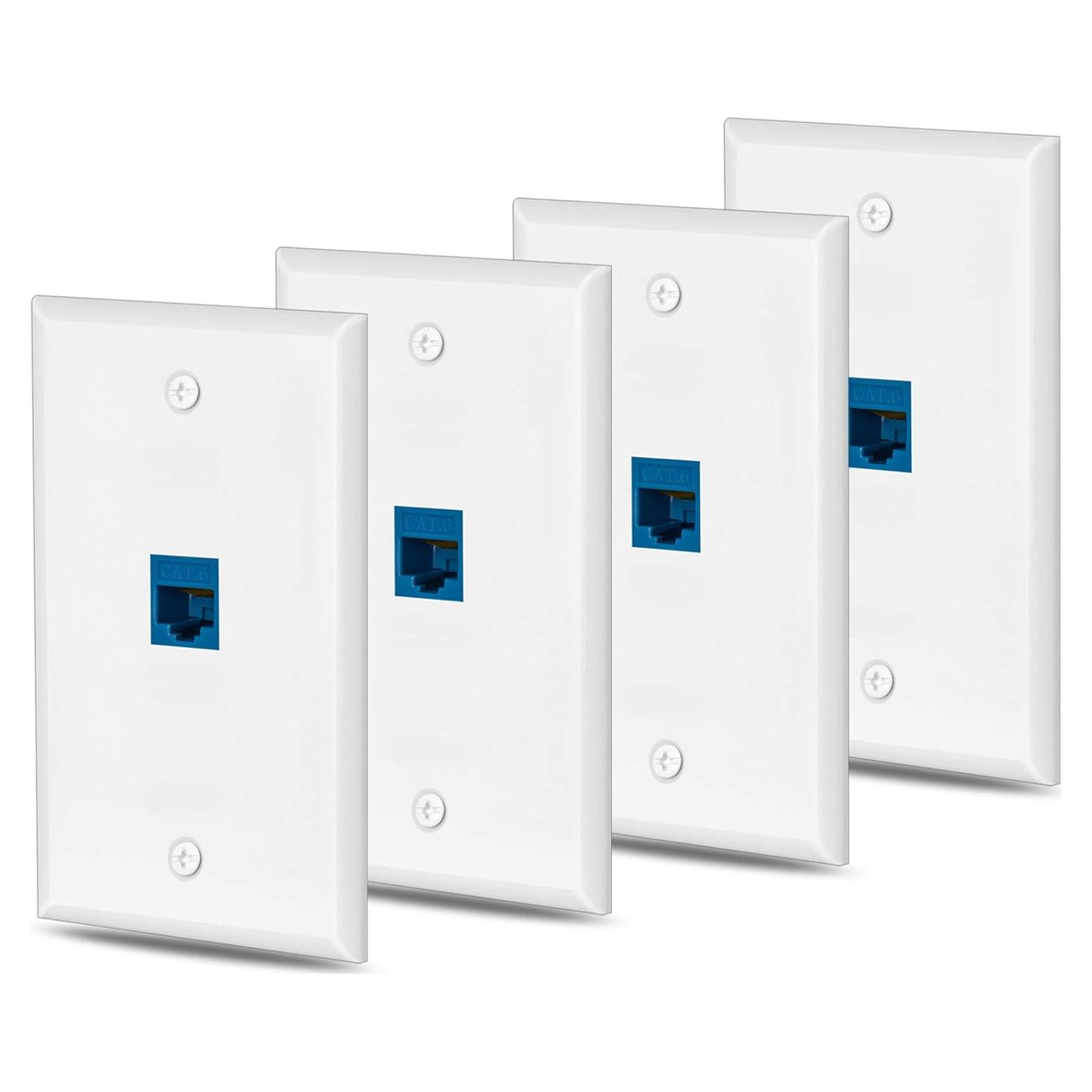 Placa de Pared Ethernet Cat6 Ubrand 1 Puerto Hembra a Hembra - 4 Paquetes