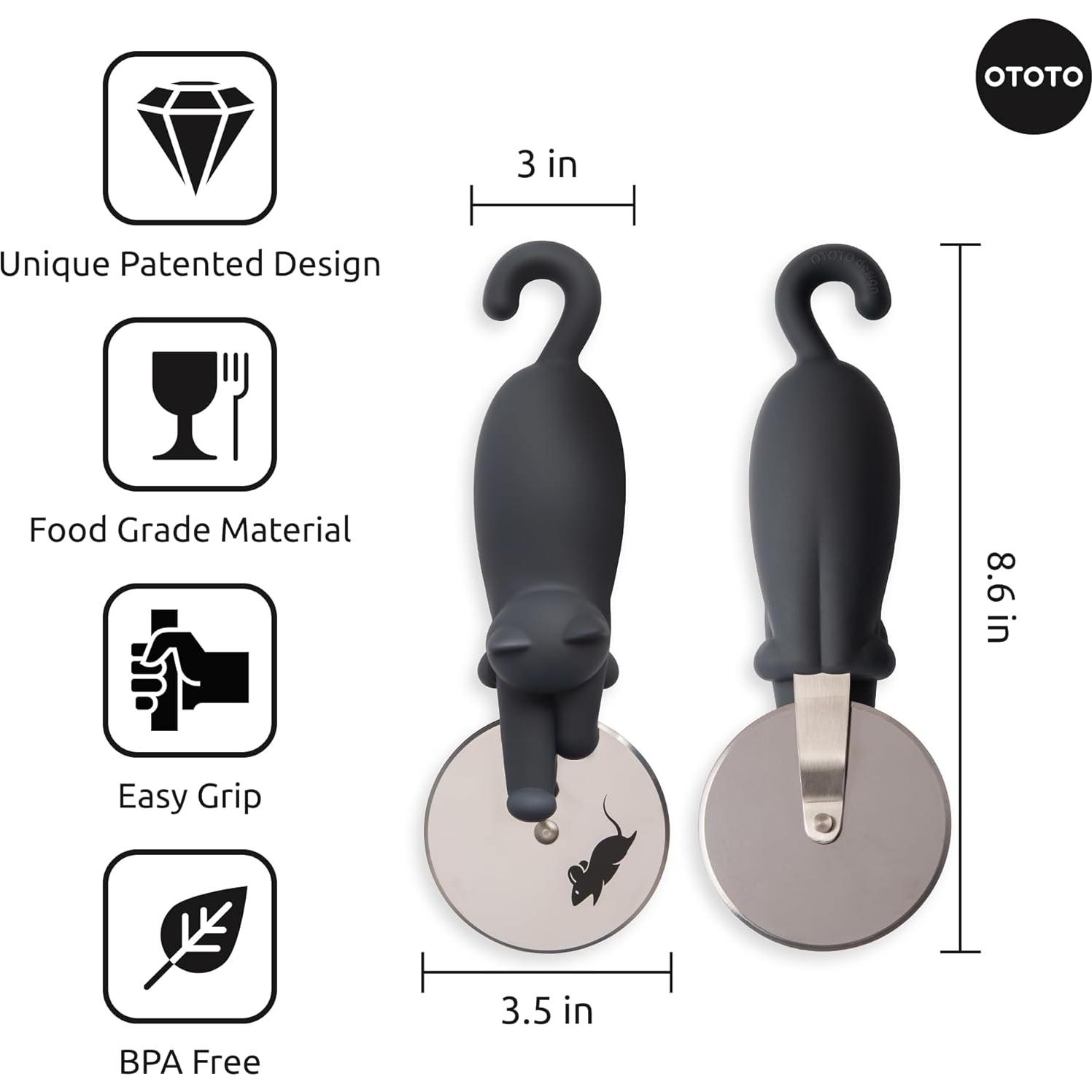 Cortador de Pizza OTOTO Kitty Cut - Acero Inoxidable, 21.8 cm