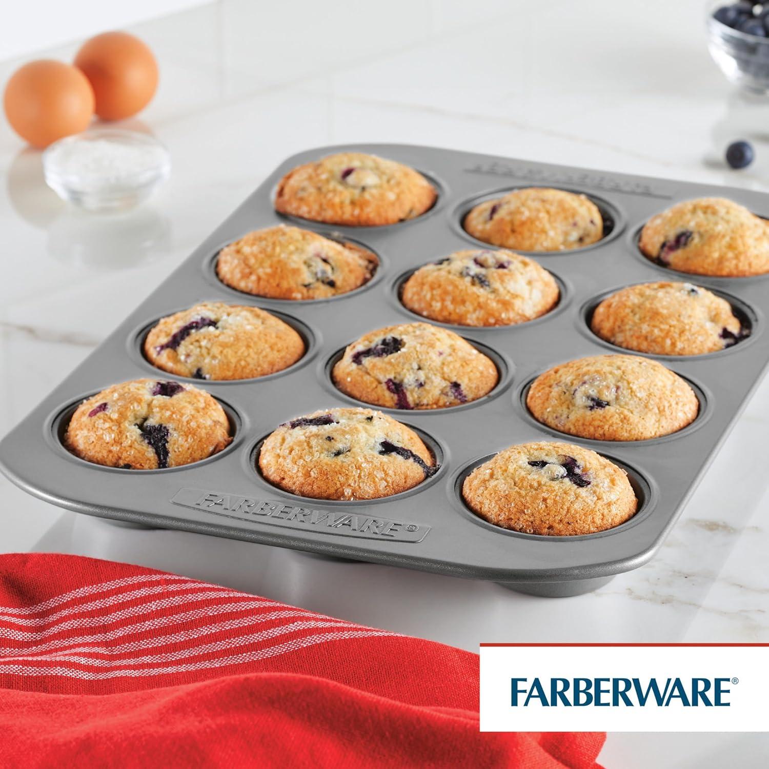 Molde para Muffins Antiadhesivo Farberware 12 Tazas Gris