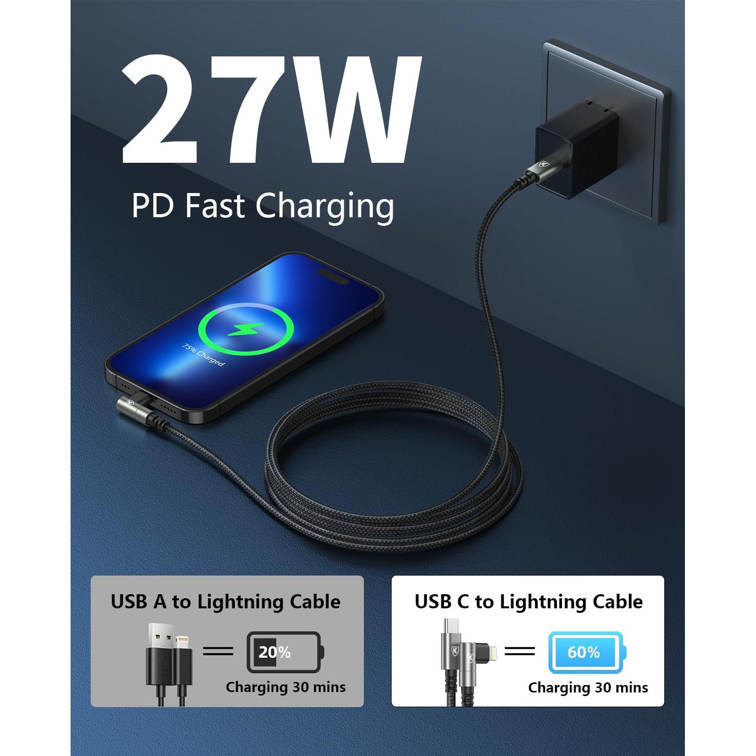Cable USB C a Lightning 6FT KIYODA - Paquete de 3 MFi