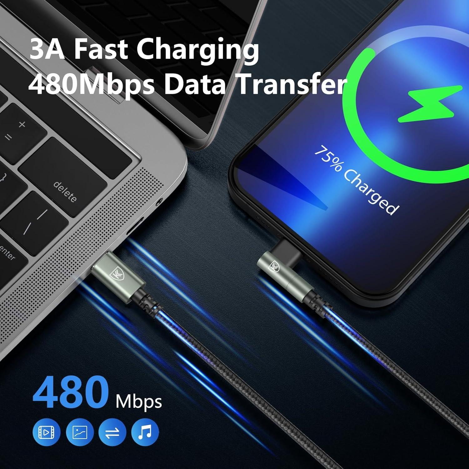 Cable USB C a Lightning 6FT KIYODA - Paquete de 3 MFi