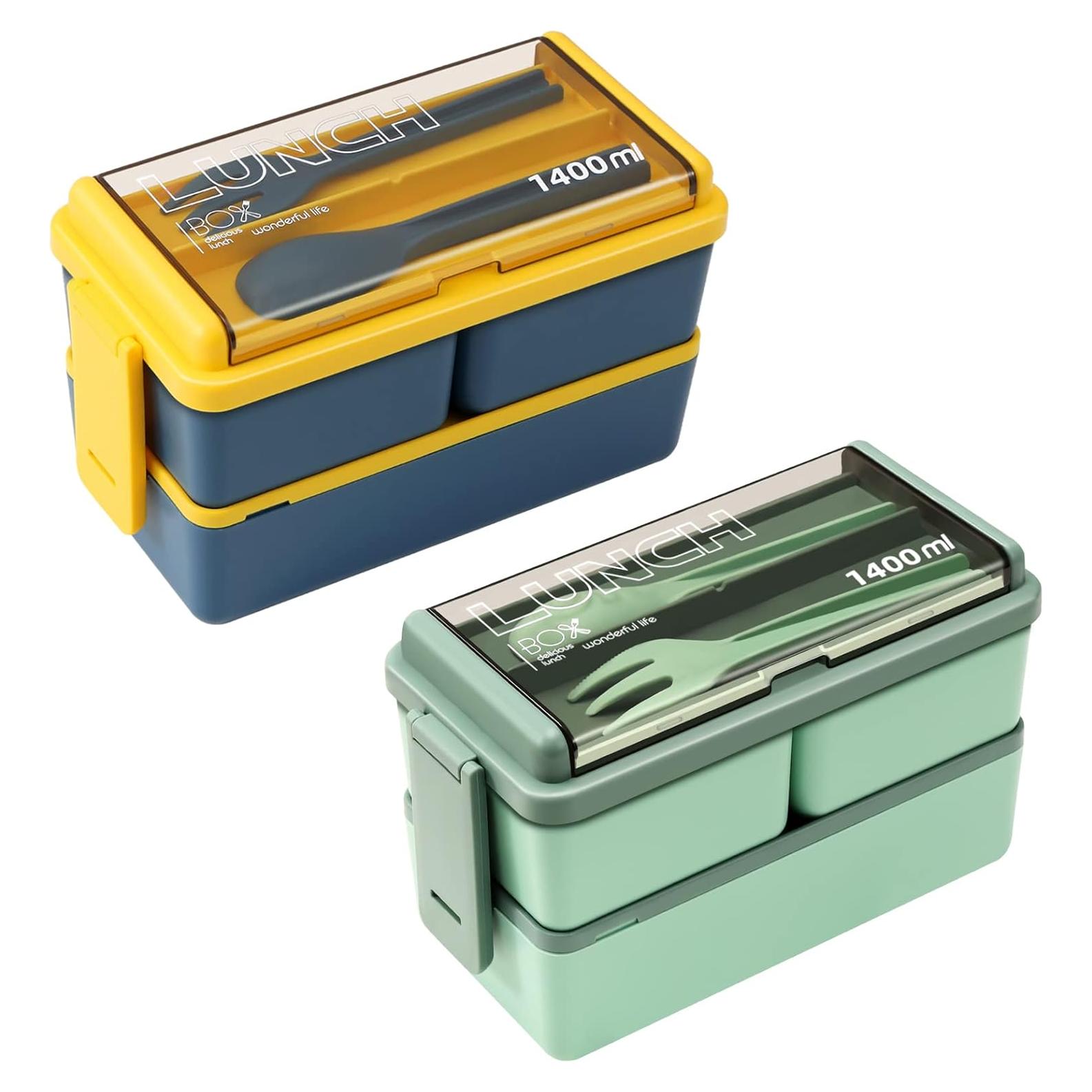 Caja Bento 2 Pack CHZZMS 1400ml Ecológica Apilable Verde/Azul