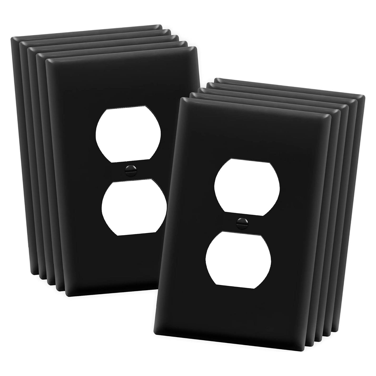 Placa de Pared Dúplex ENERLITES Mediana 12.39x7.91cm Negra