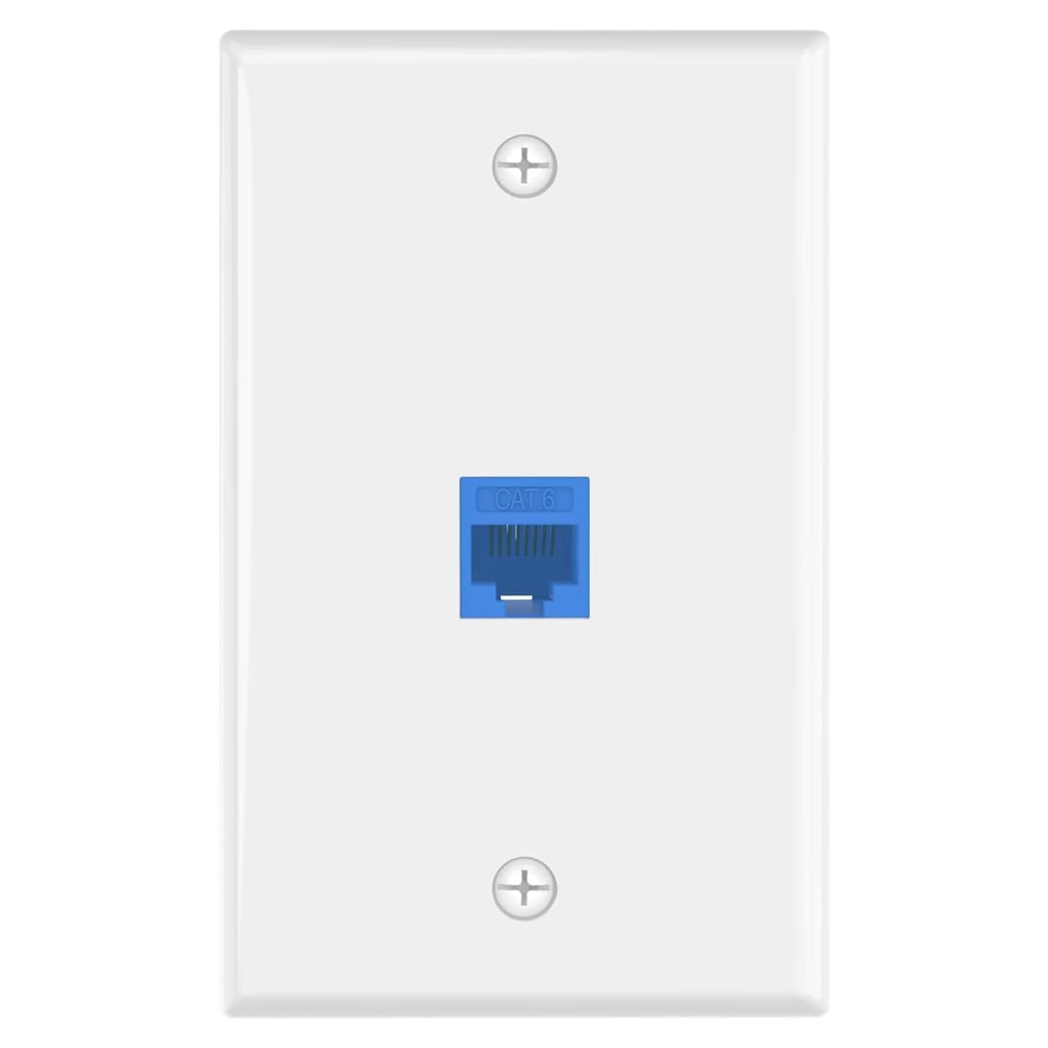 Placa de Pared Ethernet VCE 1 Puerto CAT6 Azul UL