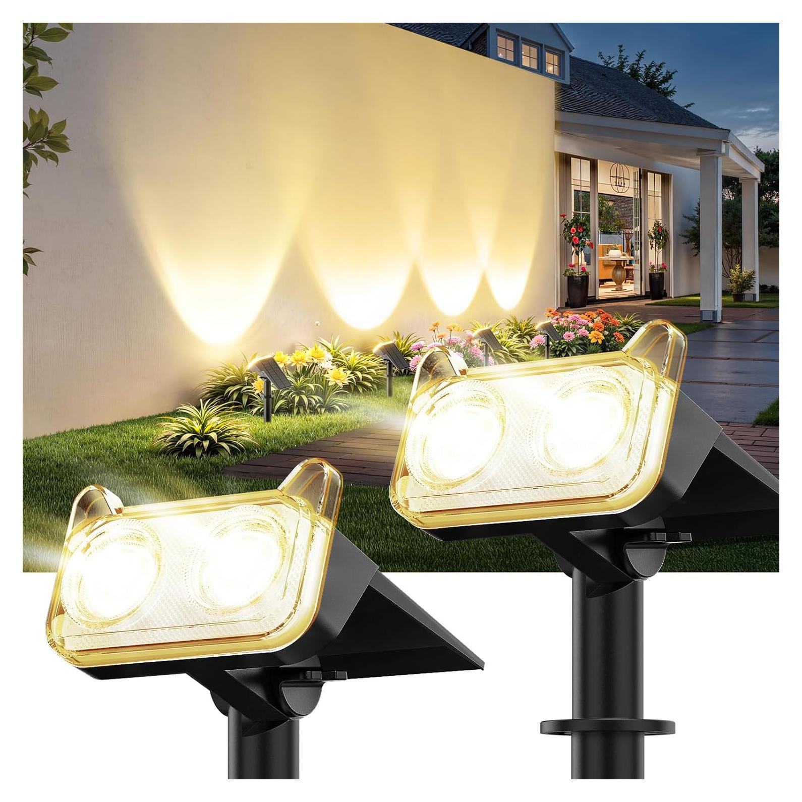 Focos Solares LETMY 2 Paquete LED Ajustables 135° para Jardín