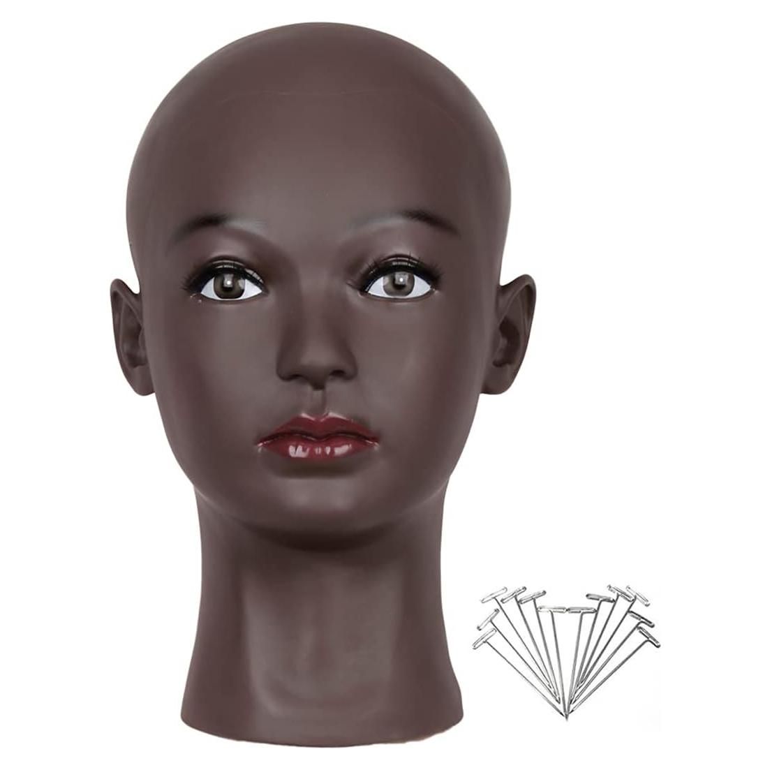 Cabeza de Maniquí Calva Femenina HAIRWAY 21.5" Negra PVC