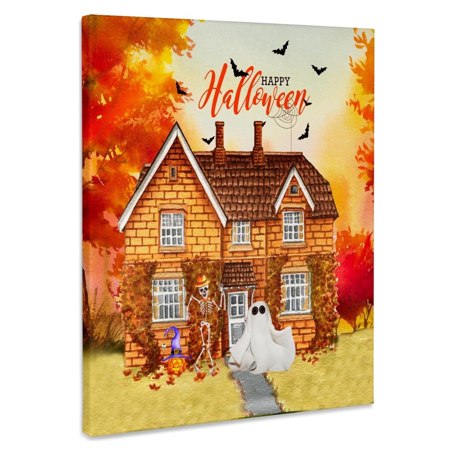 Lienzo Premium 3dRose Casa de Halloween 20.32x25.4 cm